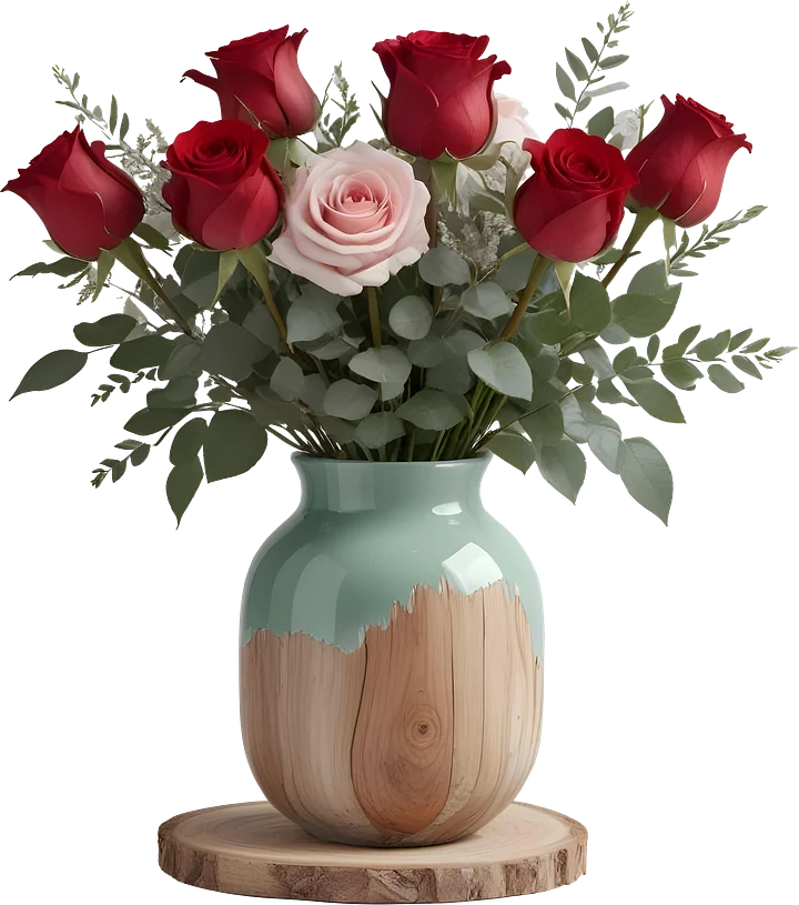 Rustic Vase with roses, png product image (1)