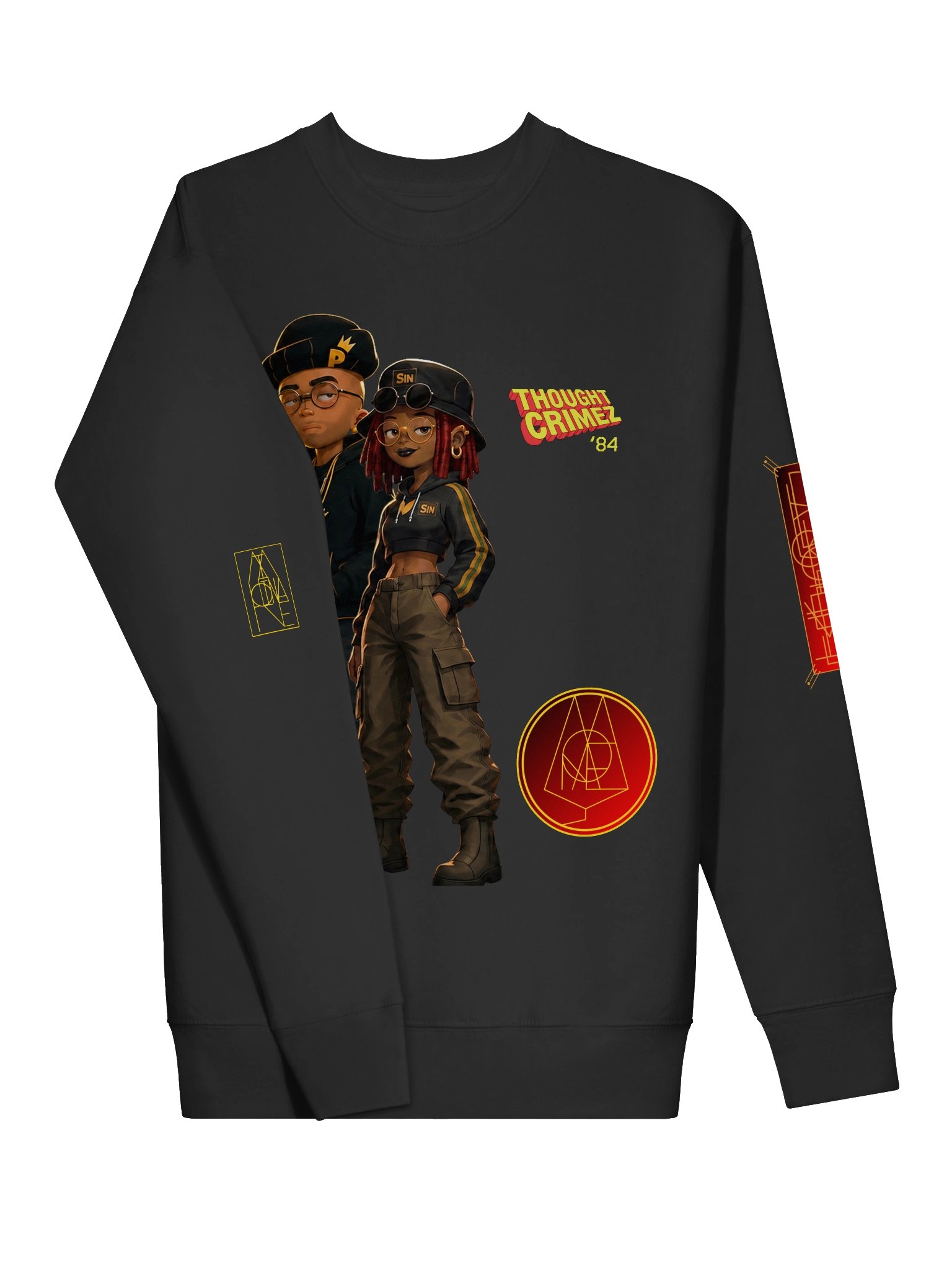 Thought Crimez GALACTIC DYNAMIC DUO ’84 Cartoon Sweatshirt product image (14)