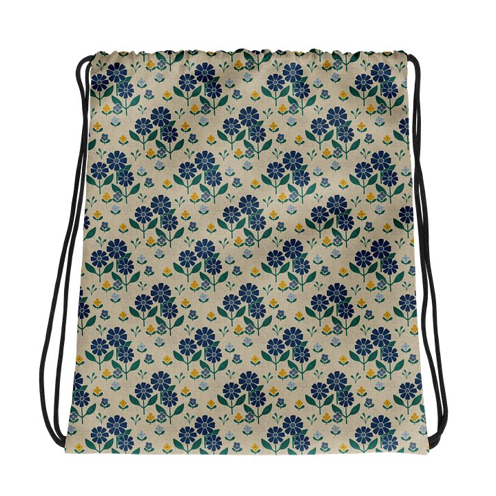 Country Retro Flour Sack Flowers Drawstring Bag product image (1)