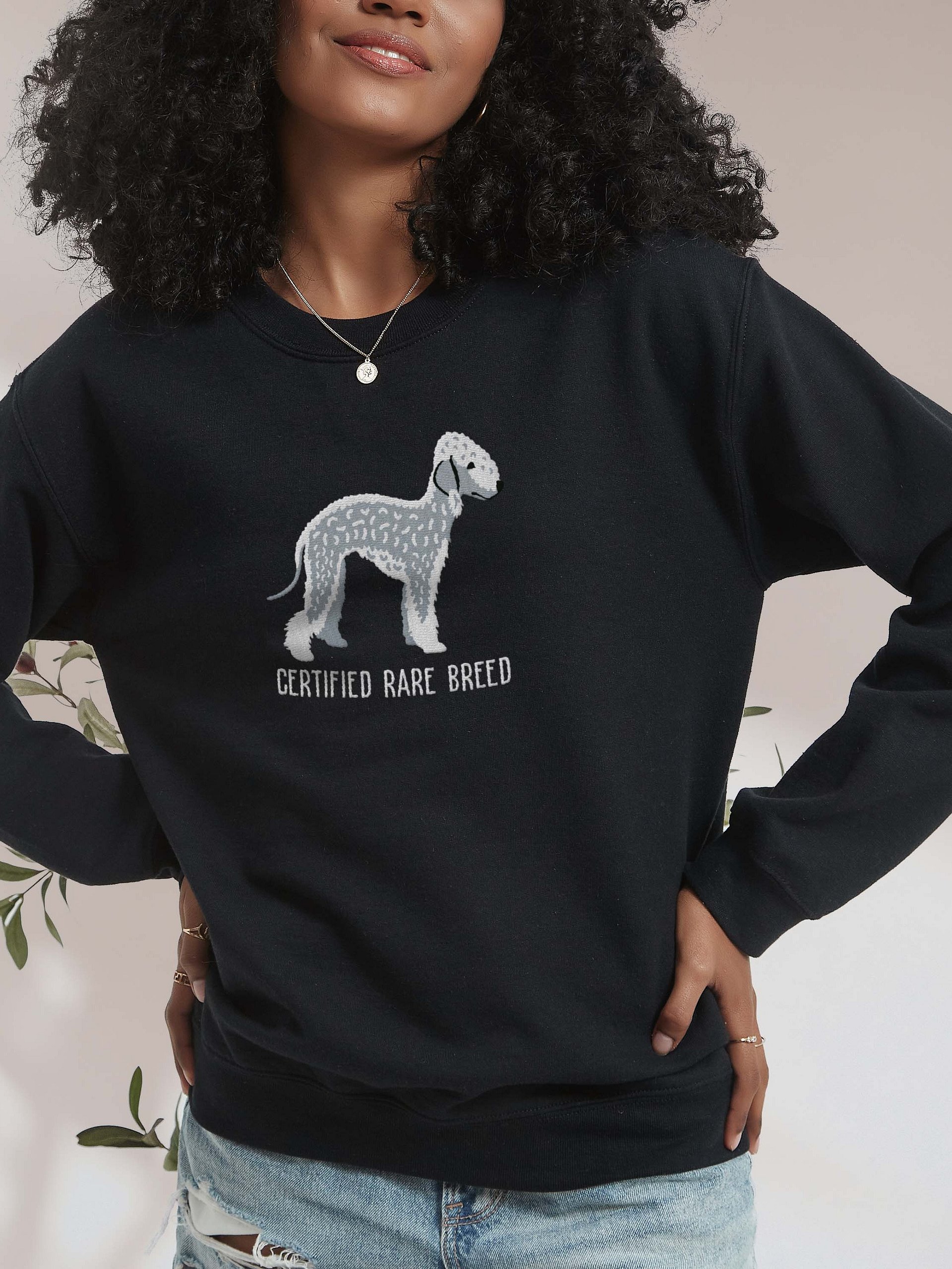 Certified Rare Breed Sweatshirt (Embroidered) of a Bedlington Terrier(Blue) product image (2)