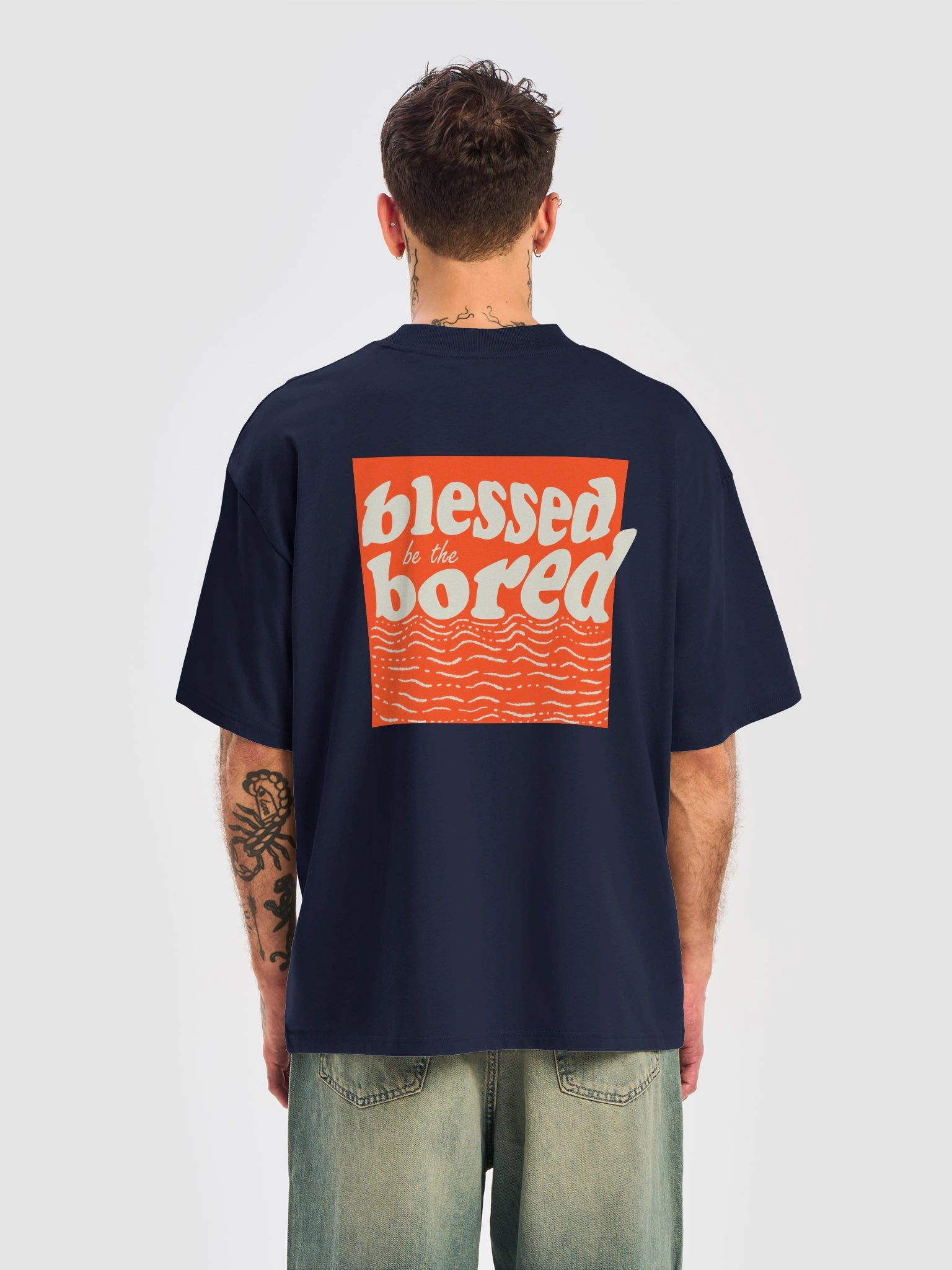 Blessed be the bored Navy Oversized T-Shirt product image (4)