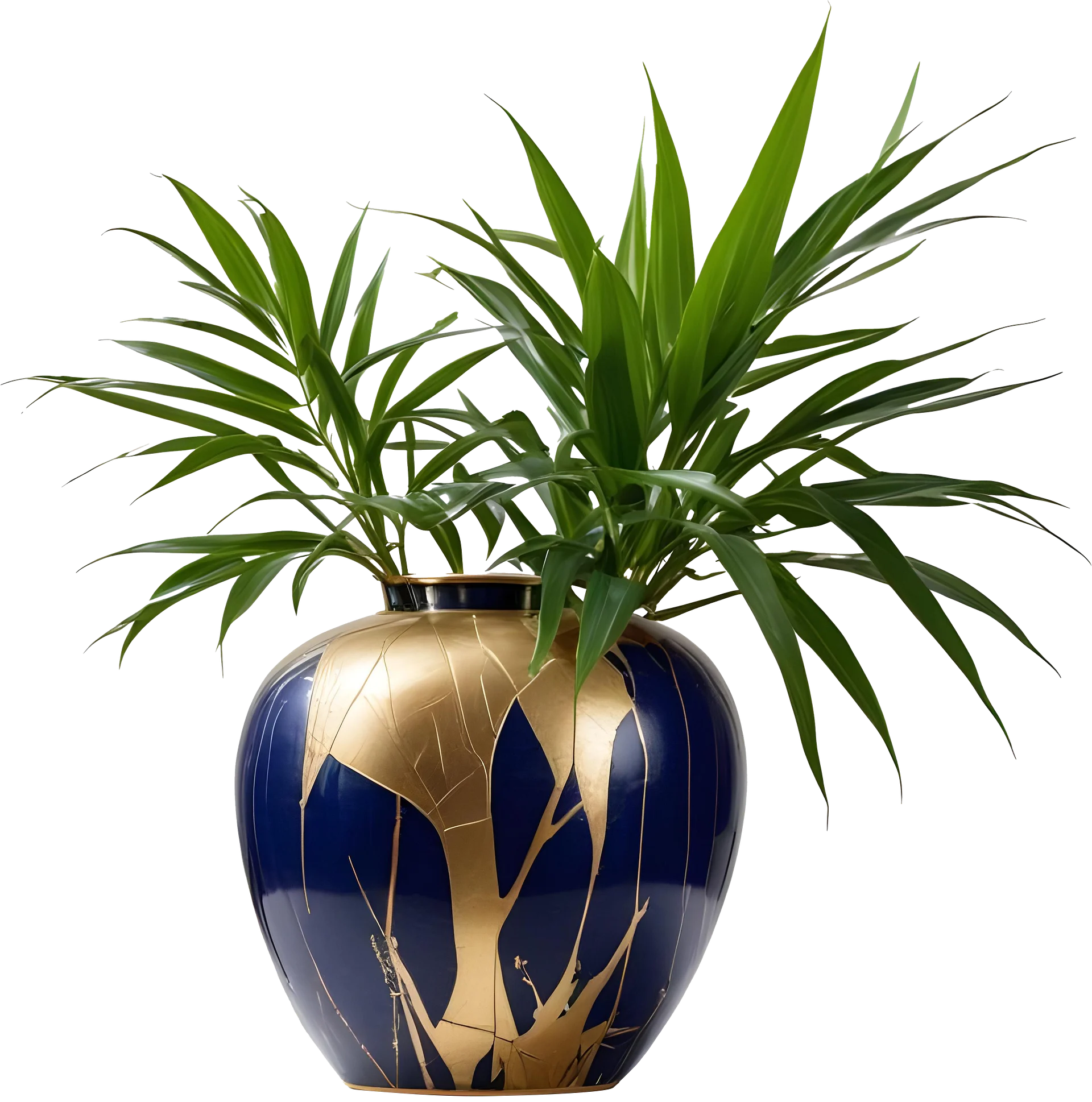 Blue Kintsugi Vase with Gold Design PNG product image (1)