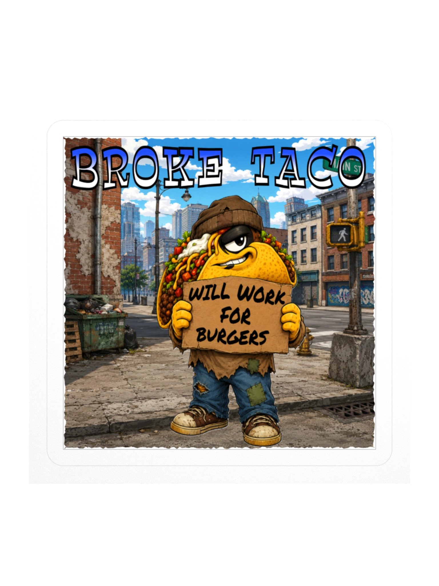 Broke Taco City Hustle Sticker - The Taco Family product image (2)