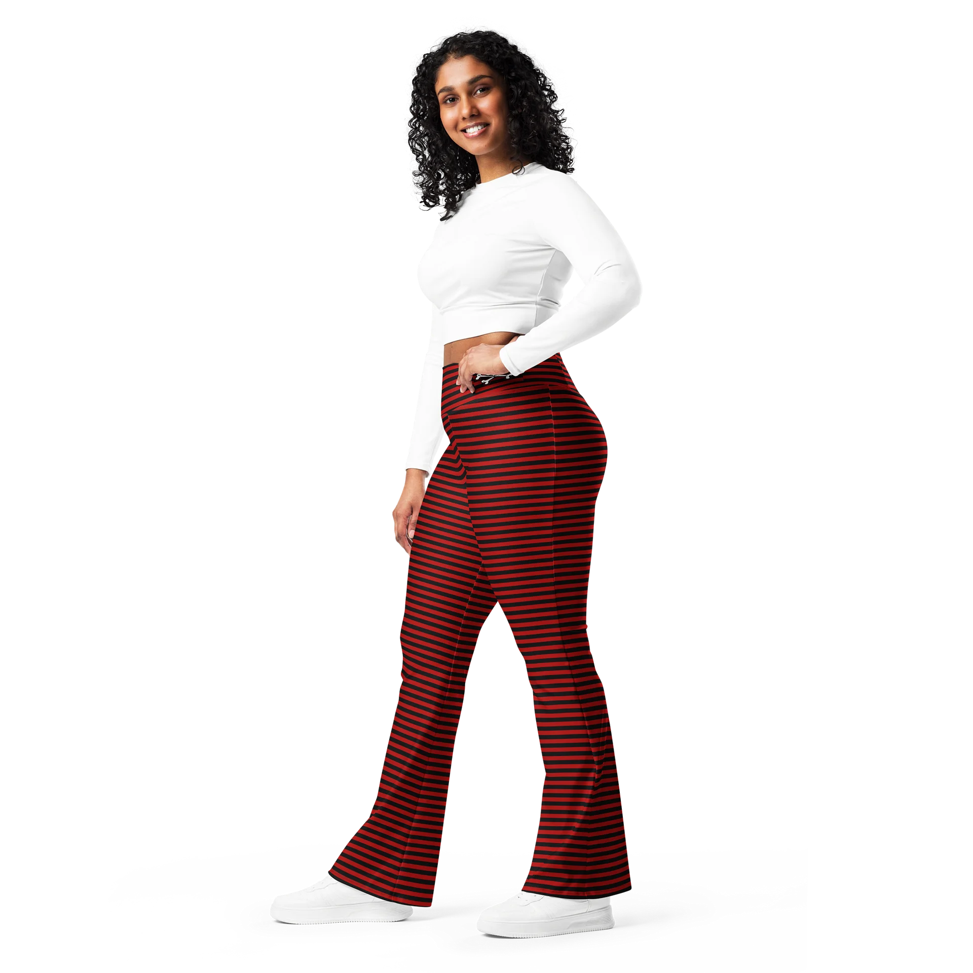 Red and Blaque Stripped Kat Skull Flares product image (11)