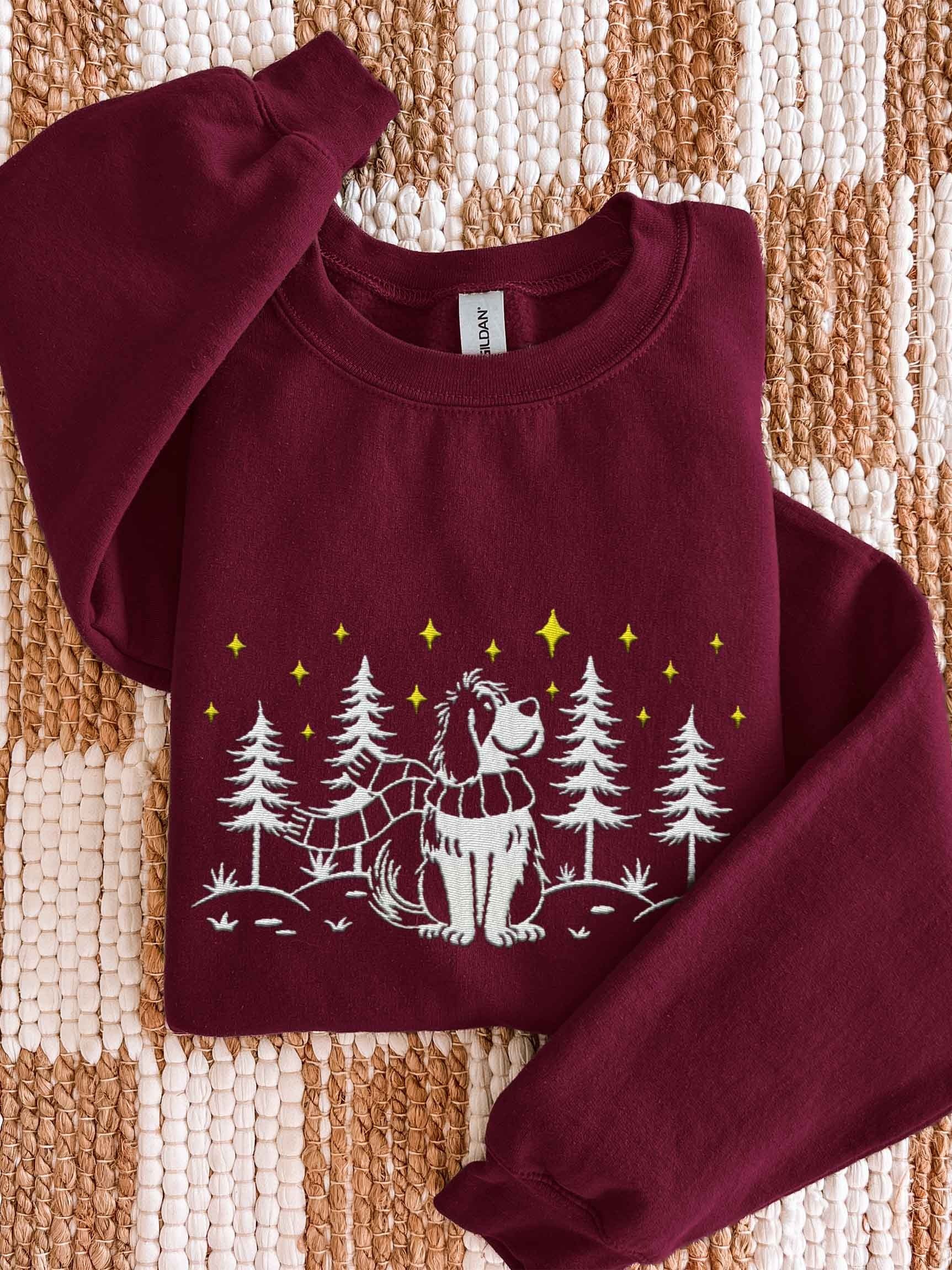 Saint Bernard Winter/Christmas Line Art Design Embroidered Sweatshirt product image (1)