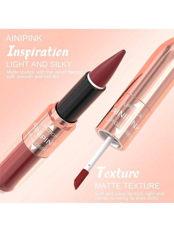 AINIPINK 8pcs [ Lip Gloss + Lipstick ], 2-In-1 Matte Easy To Color, Waterproof, Sweat-Proof, Non-Stick To Cup, Non-Fading, Long-Lasting, Exquisite, Suitable For Gifts, Festival Makeup product image (2)