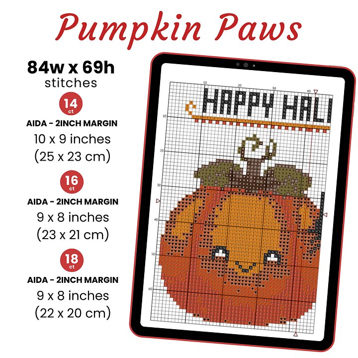 Pumpkin & Paws Cross Stitch Pattern product image (2)