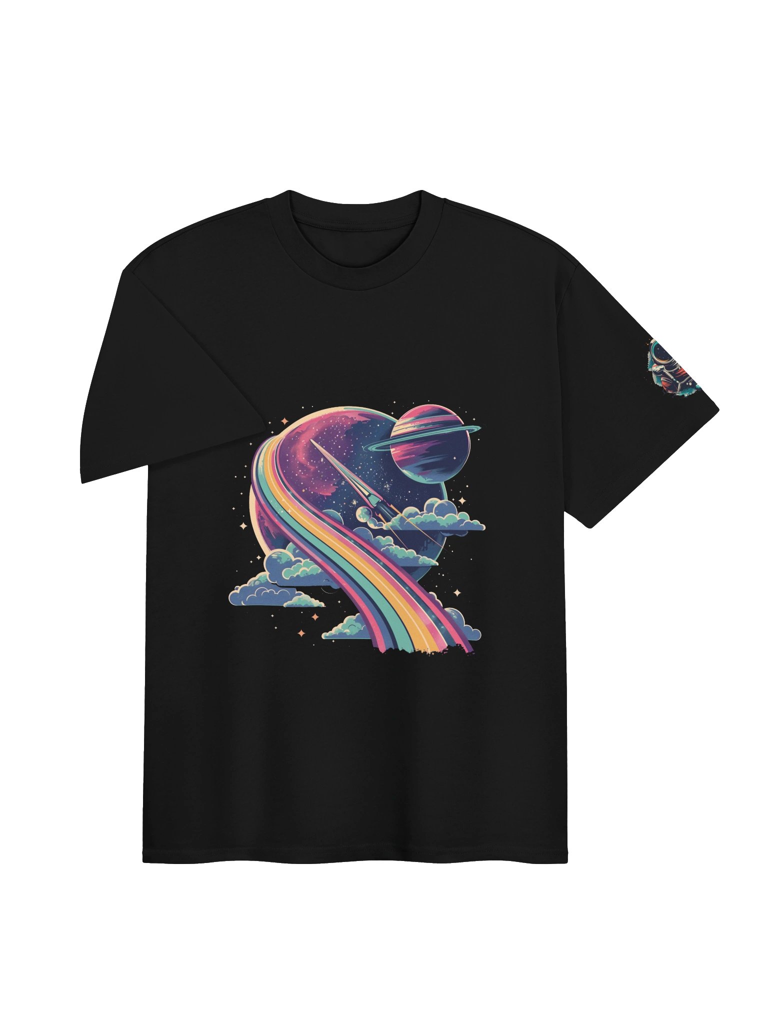 Retro Space Rocket T-Shirt – Vintage Cosmic Rainbow Sci-Fi Graphic product image (9)
