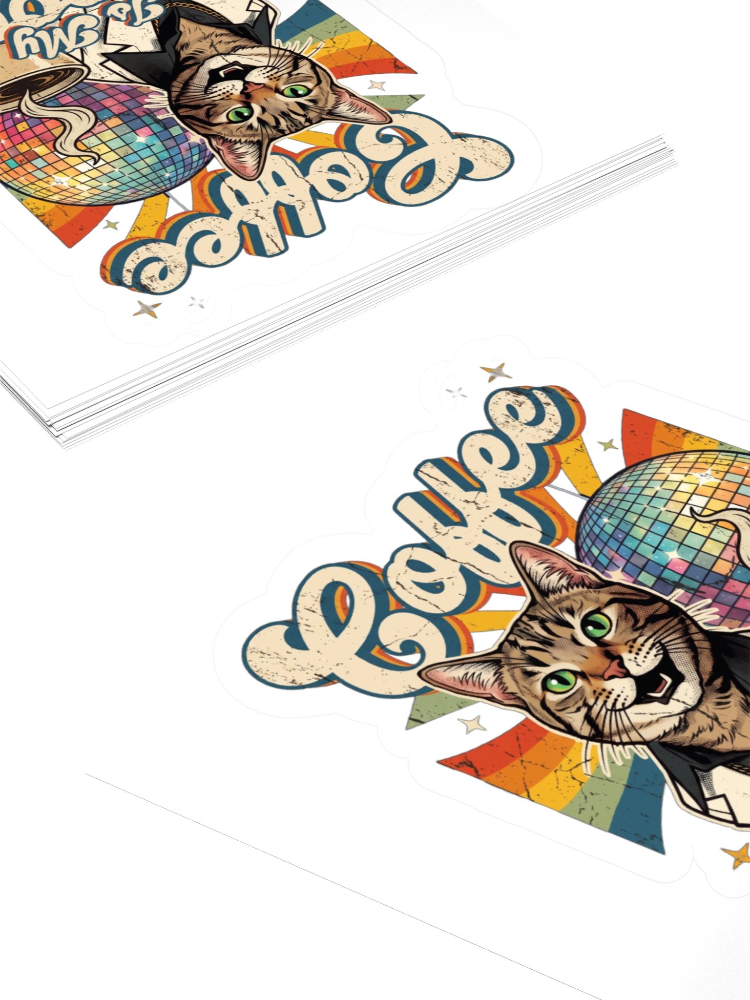 Coffee is My Groove Retro Disco Cat Sticker product image (4)
