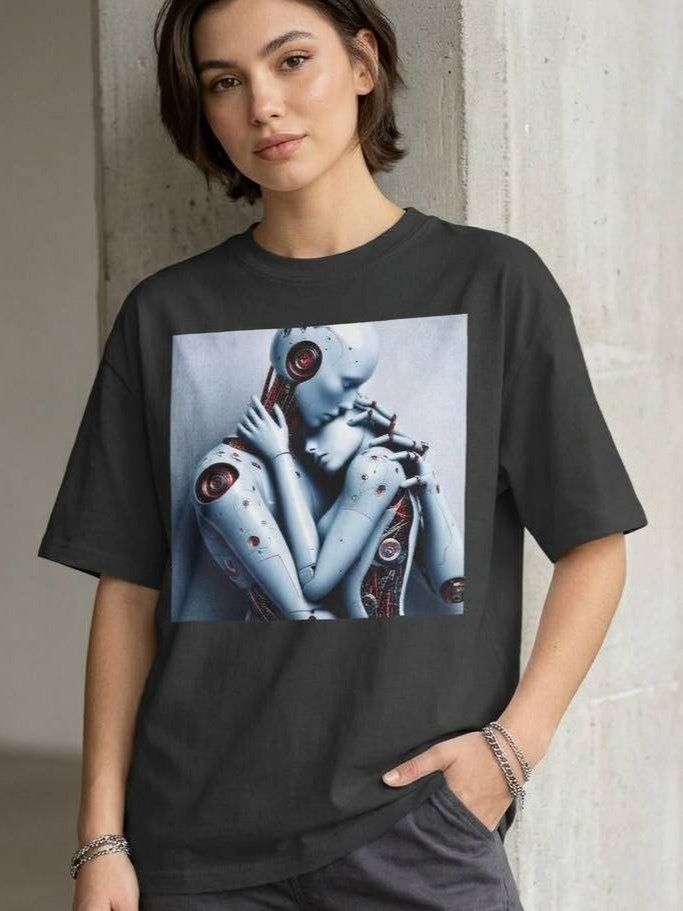 Synthetic Embrace | Neon Noir Cyber Tee product image (1)