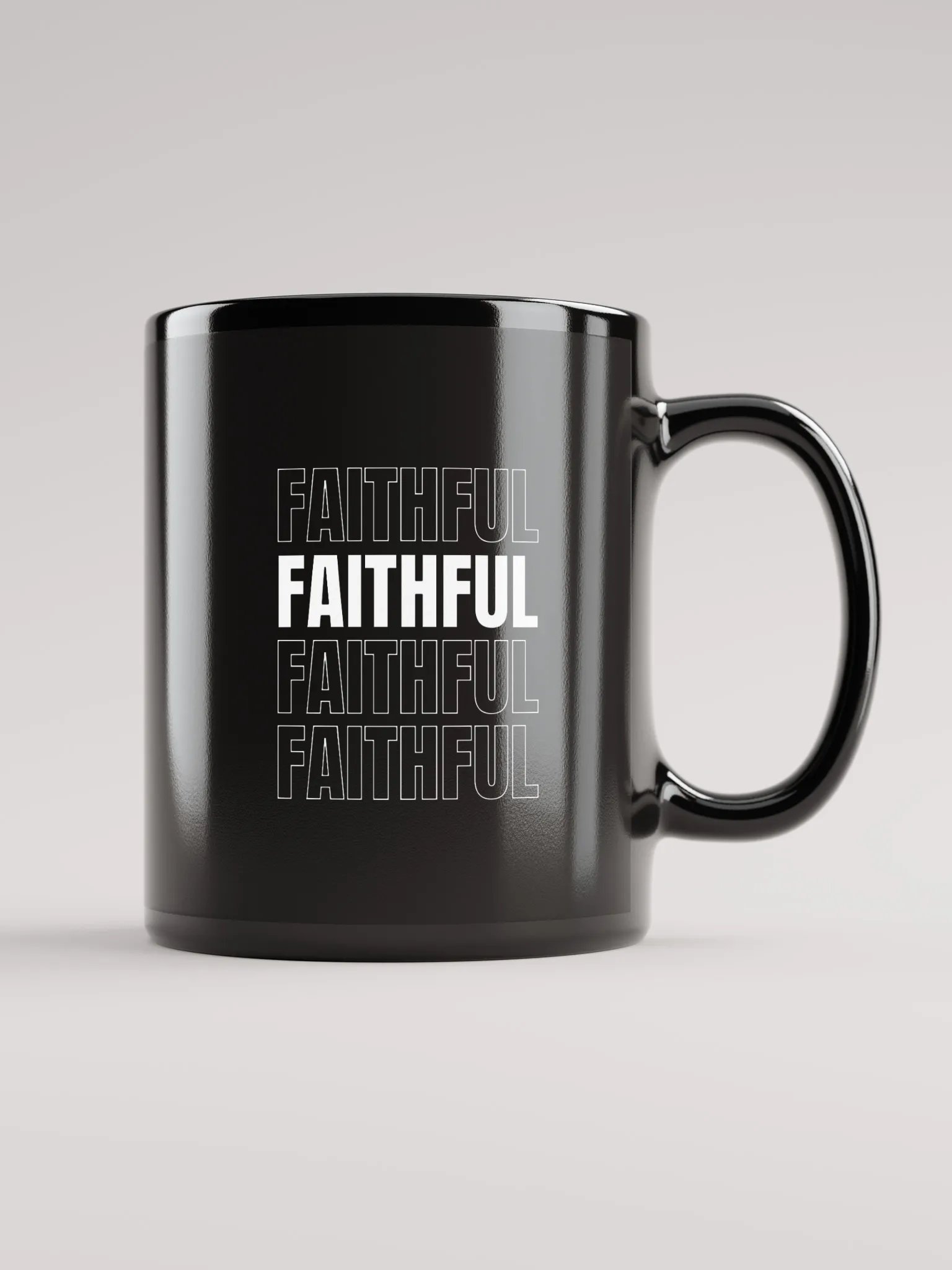 FAITHFUL – Black Glossy Mug product image (1)
