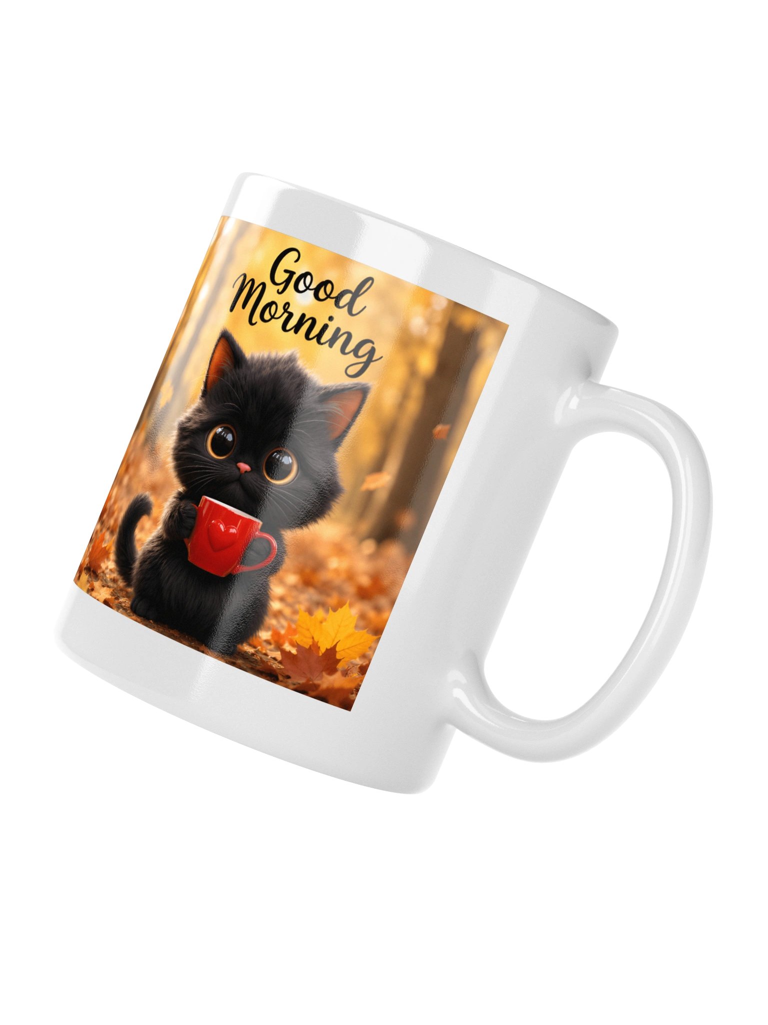 Black Cat Good Morning Mug, Cozy Fall Coffee Cup, Halloween Cat Lover Tea Gift product image (6)