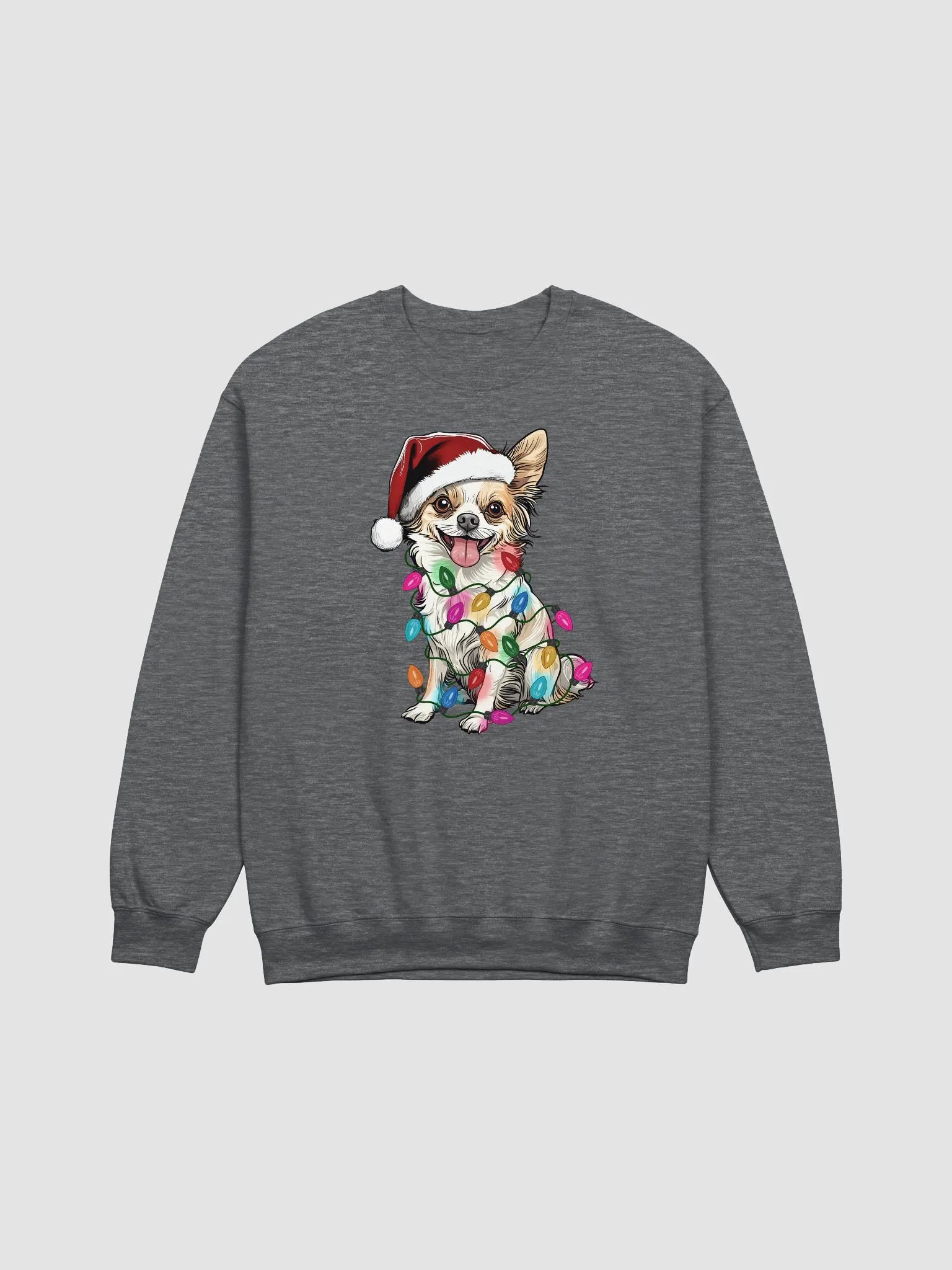Funny Longhaired Chihuahua(Fawn and White) Christmas Sweatshirt product image (3)