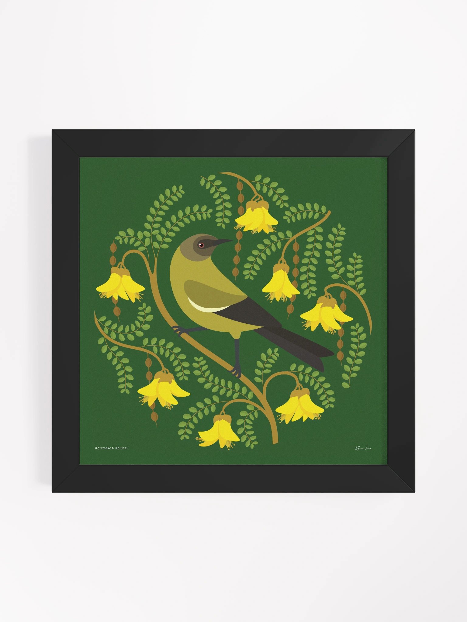 Korimako in Kōwhai Framed Wall Art product image (1)