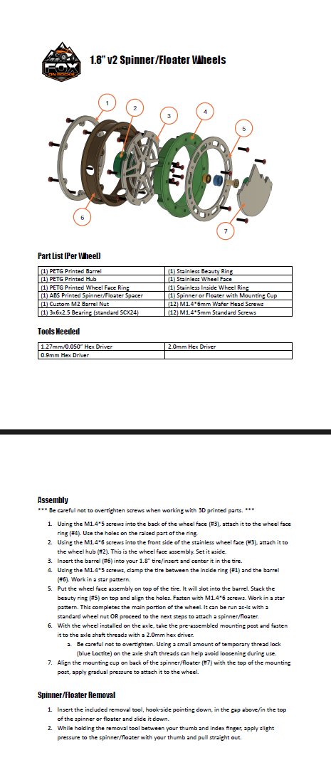 Fox On Rocks 1.8" v2 Spinner Floater Instructions product image (1)