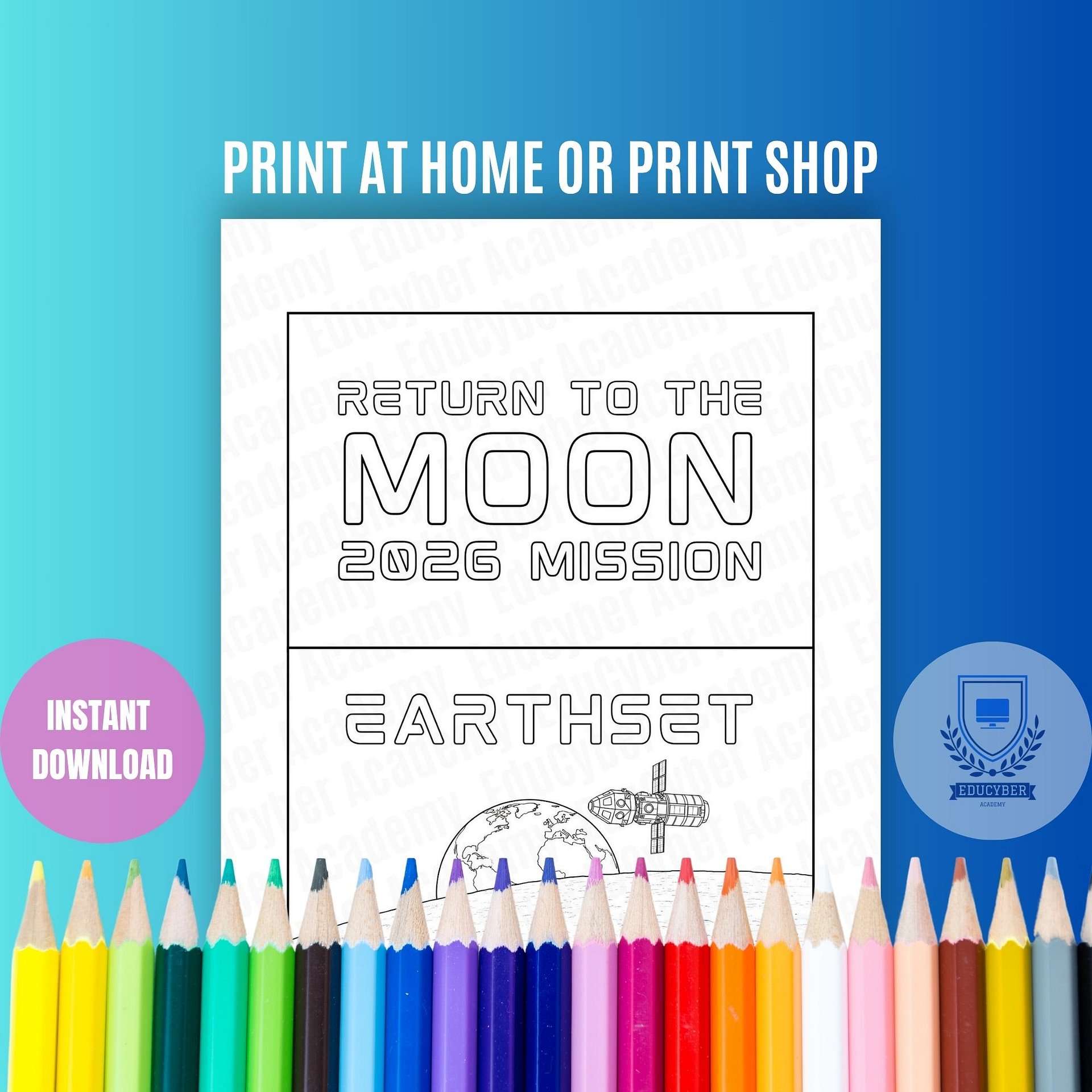 Free Moon Mission Coloring Page, Gift and Keepsake Idea, Printable PDF product image (3)