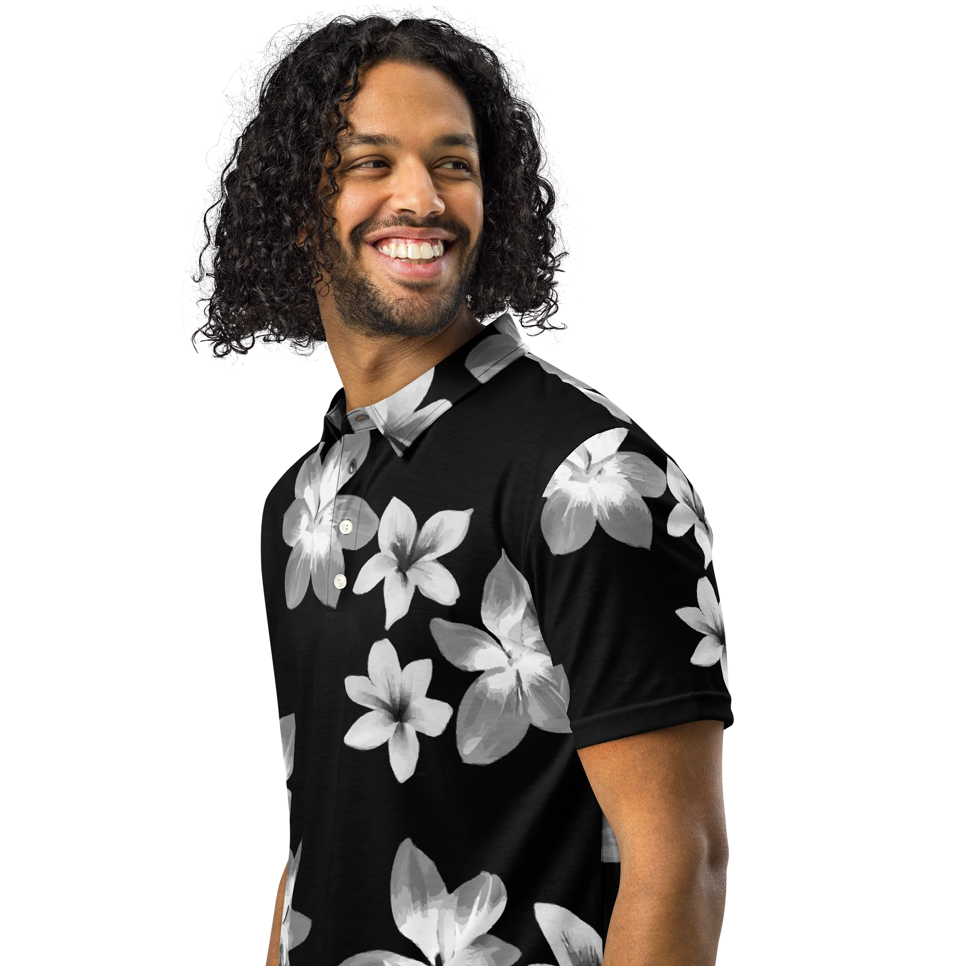 Volcanic Ash - Caribbean Soufriere Flower Print | Men's Slim Fit Polo Shirt product image (2)