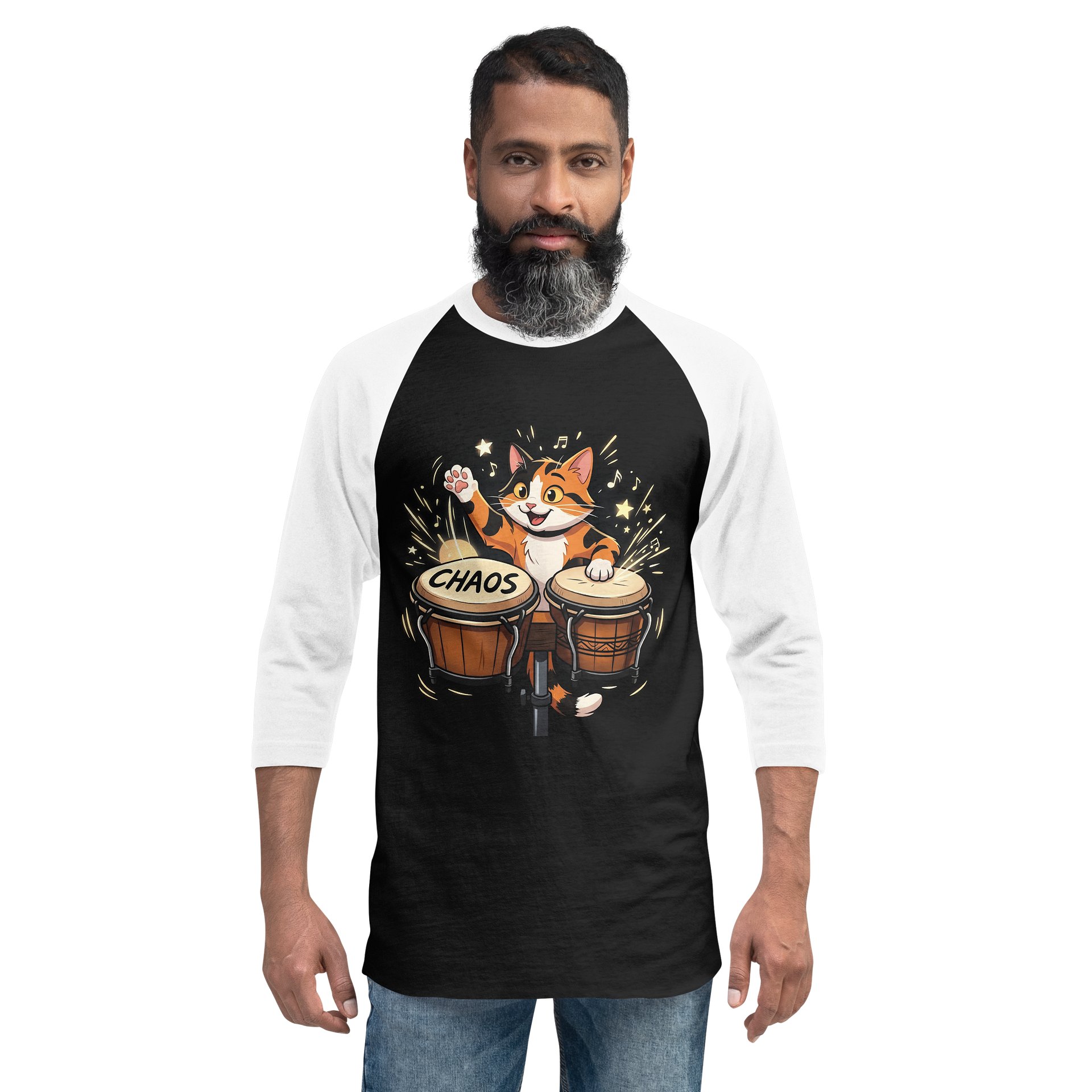 Chaos Bongo Cat Baseball Tee - Dark Torso Colors product image (3)