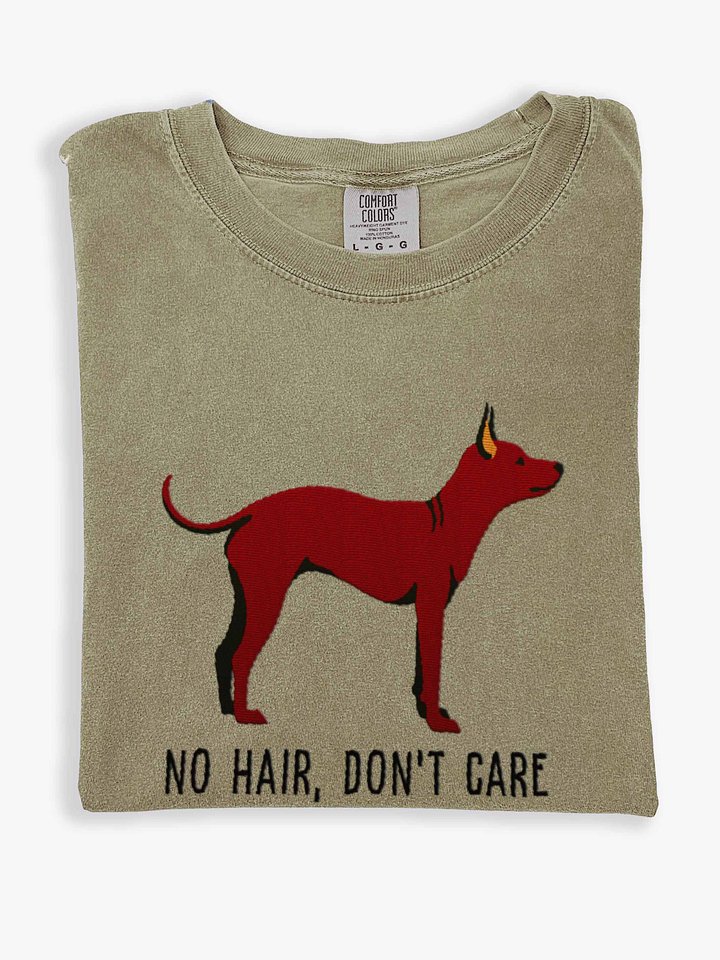 No Hair, Don't Care T-Shirt(Embroidered) of an American Hairless Terrier(Chocolate) product image (1)