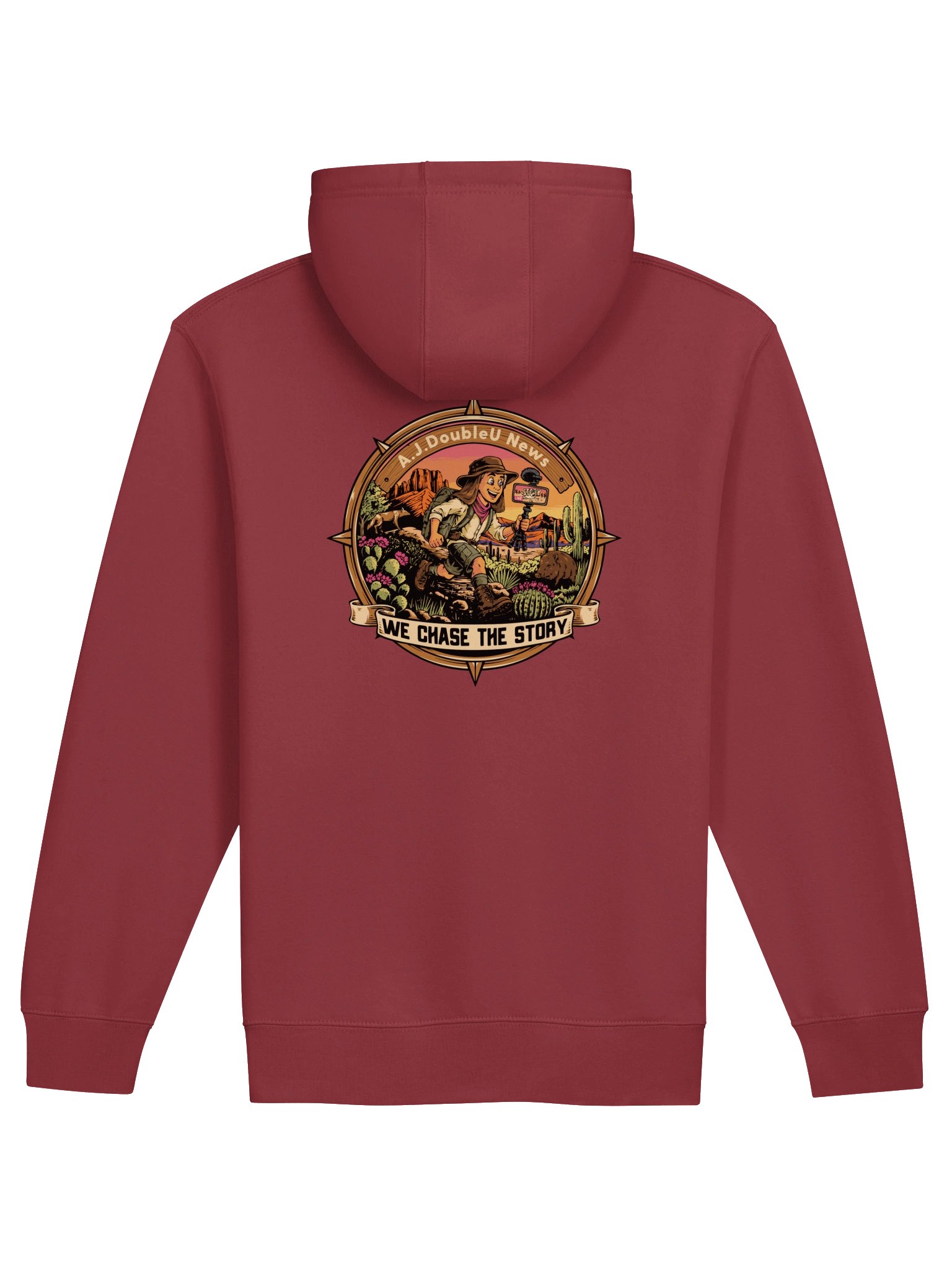 Burgundy Zip Hoodie A.J. DoubleU News Desert Logo product image (2)