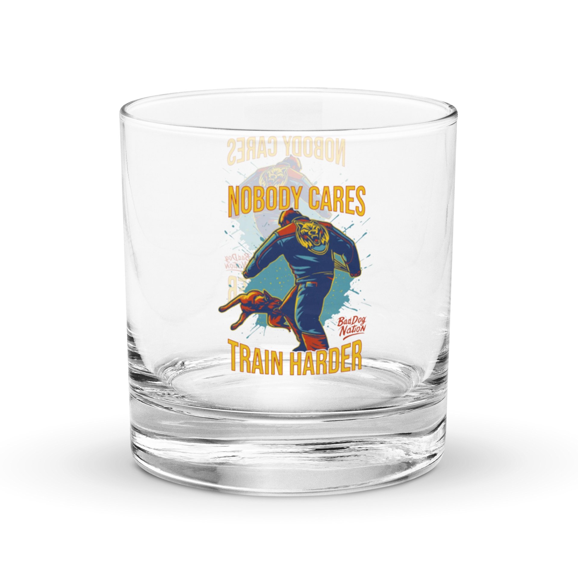 NOBODY CARES TRAIN HARDER - Whiskey Rocks Glass product image (1)