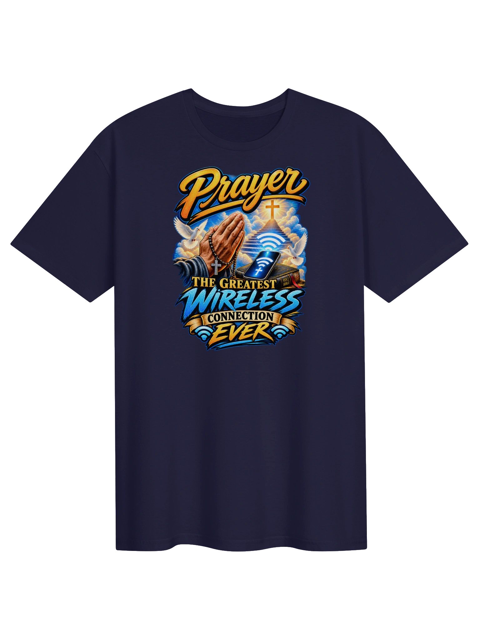 Prayer – The Greatest Wireless Connection Ever Christian T-Shirt product image (2)