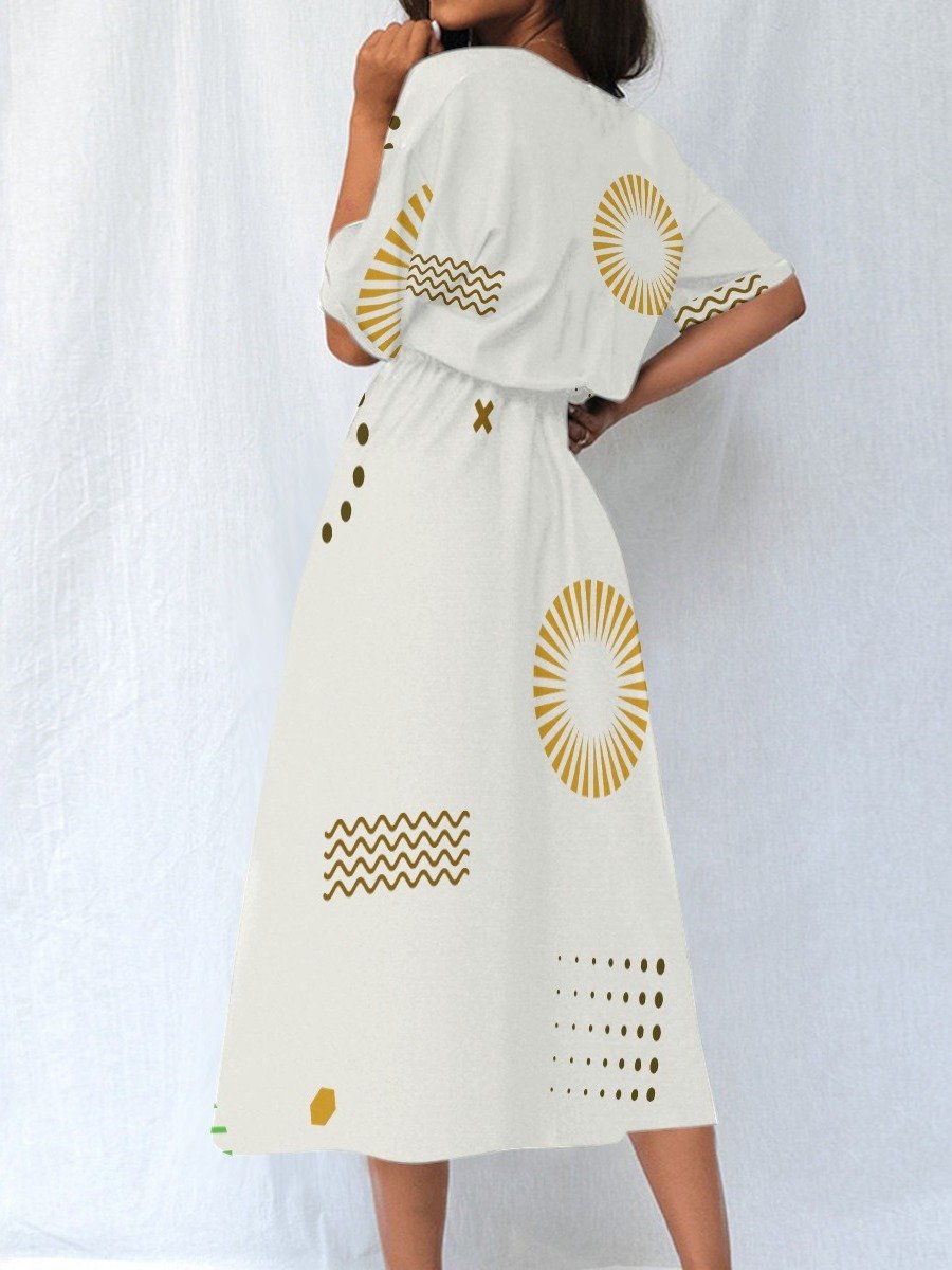 Golden Sunburst Geometric Midi Dress product image (4)