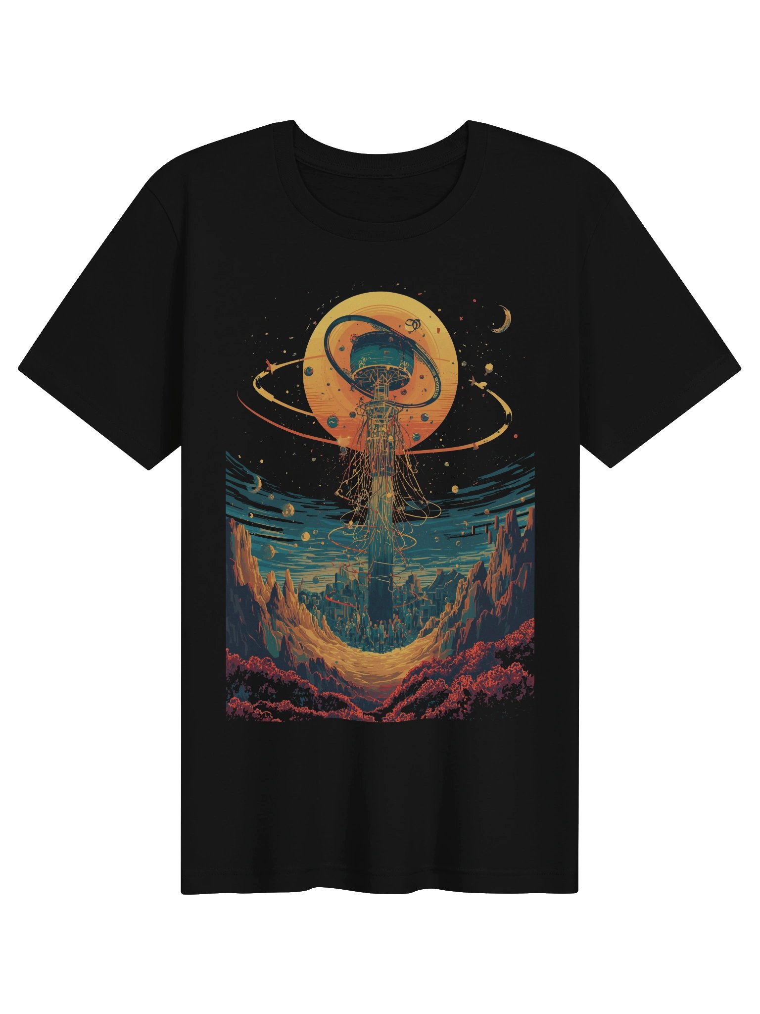 Cosmic Tower Retro-Futurist Lightweight T-Shirt product image (1)