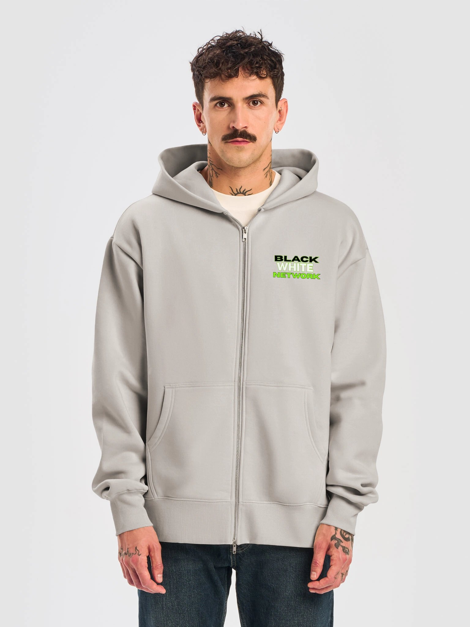 Black White Network Zip Up Hoodie product image (9)