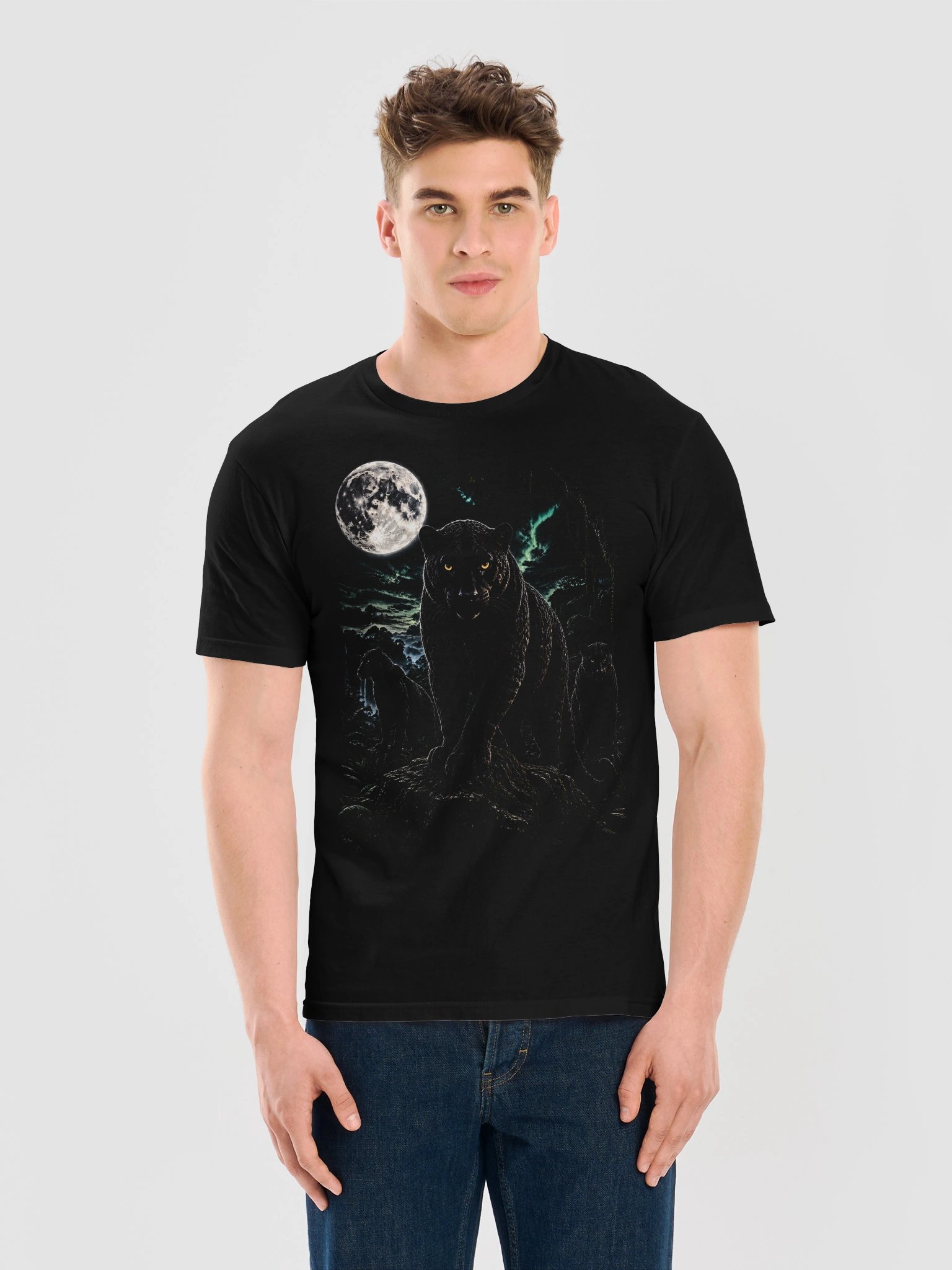 Black Panther Howling Moon Tshirt | Legendary Wildlife Shirt product image (7)