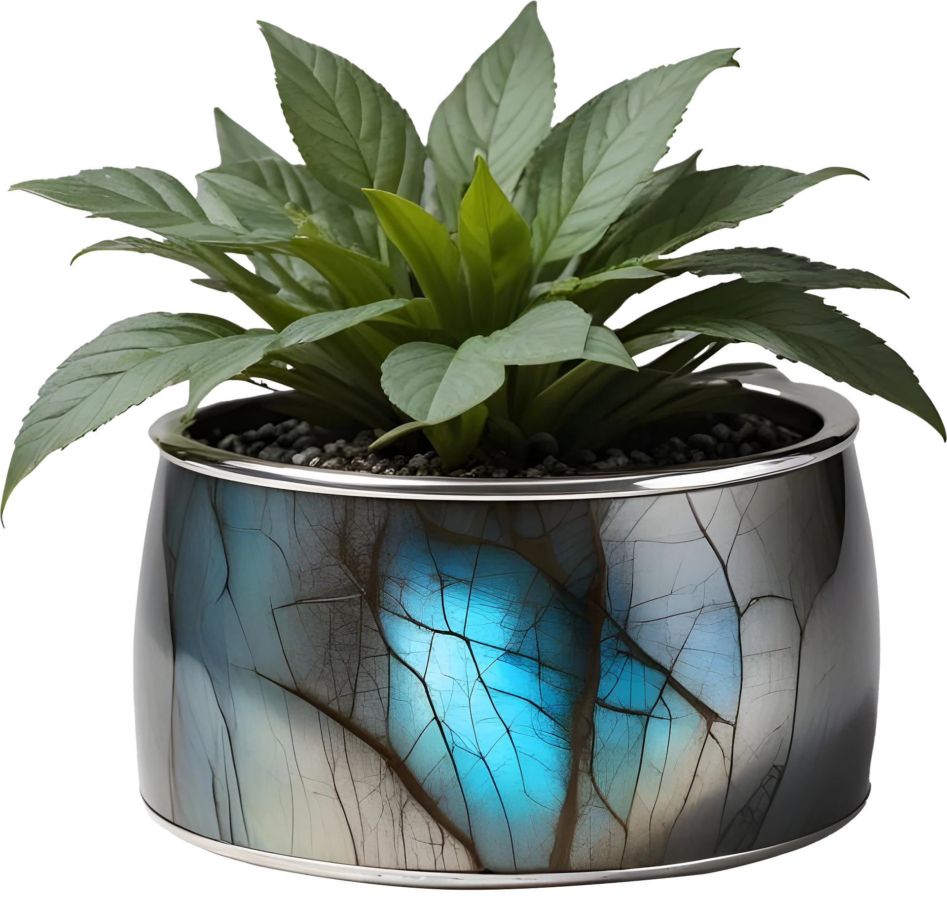 Stellar Luxe – Labradorite & Silver Serenity Vase PNG product image (1)