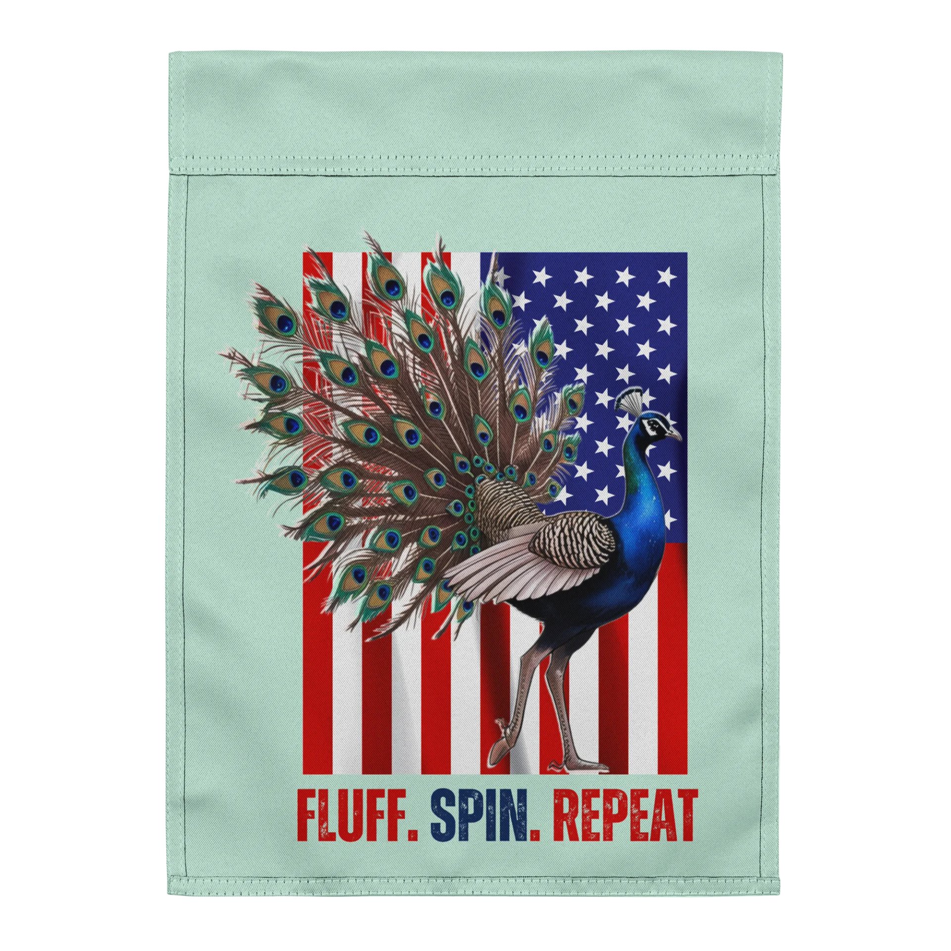 Fluff. spin. repeat. garden flag product image (3)