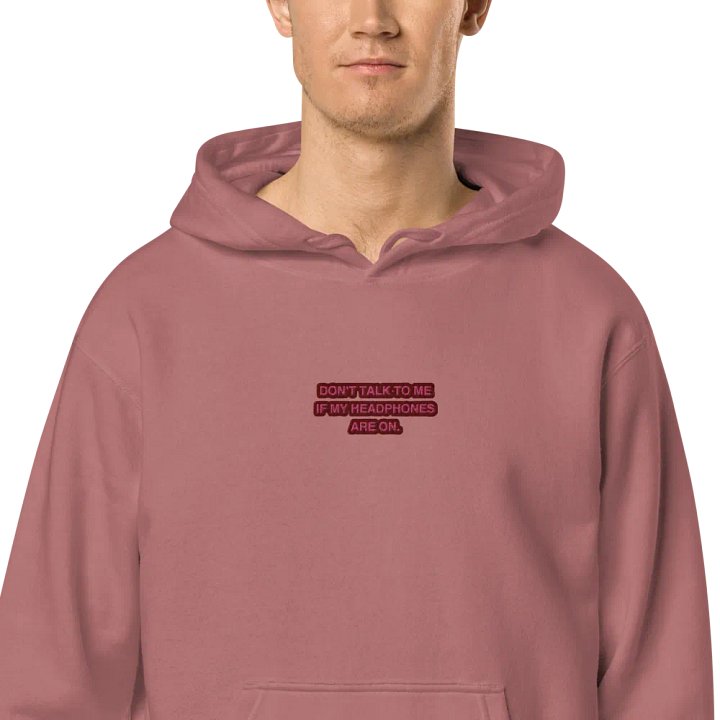 HEADPHONES ON (rose design) embroidered pigment hoodie product image (2)