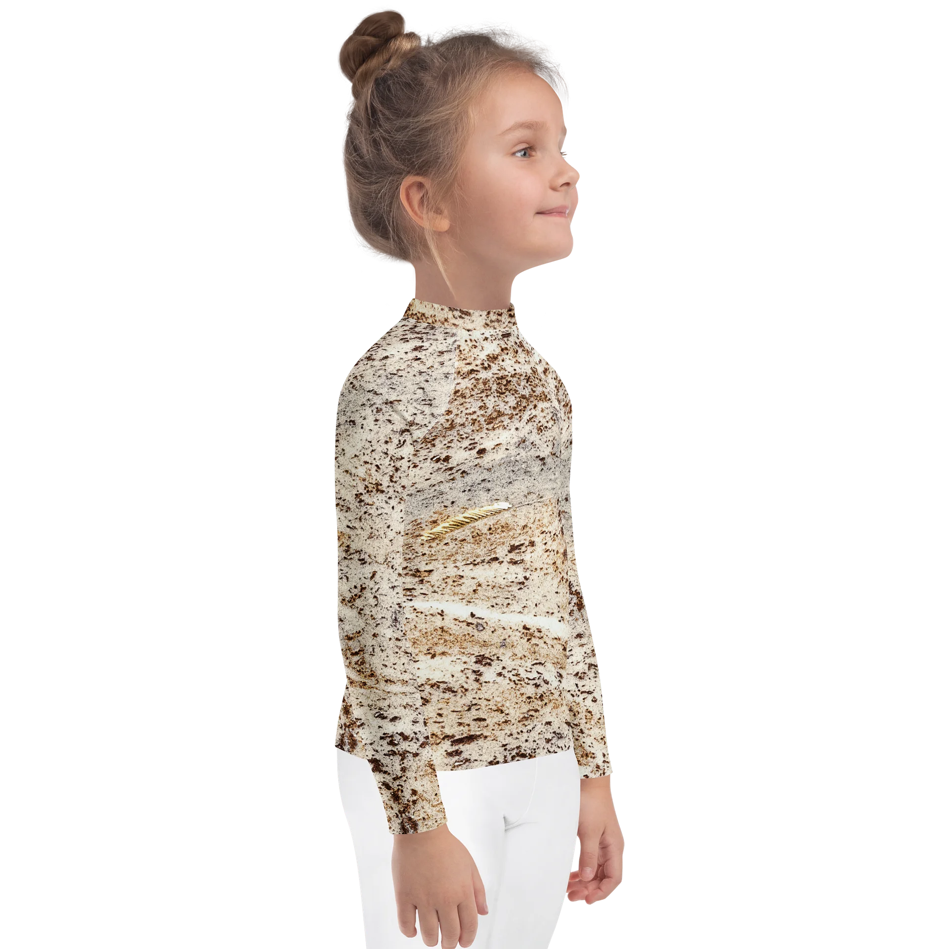 Espresso Swirl Kids All-Over Print Earthy Brown & Cream Swim Rash Guard product image (4)