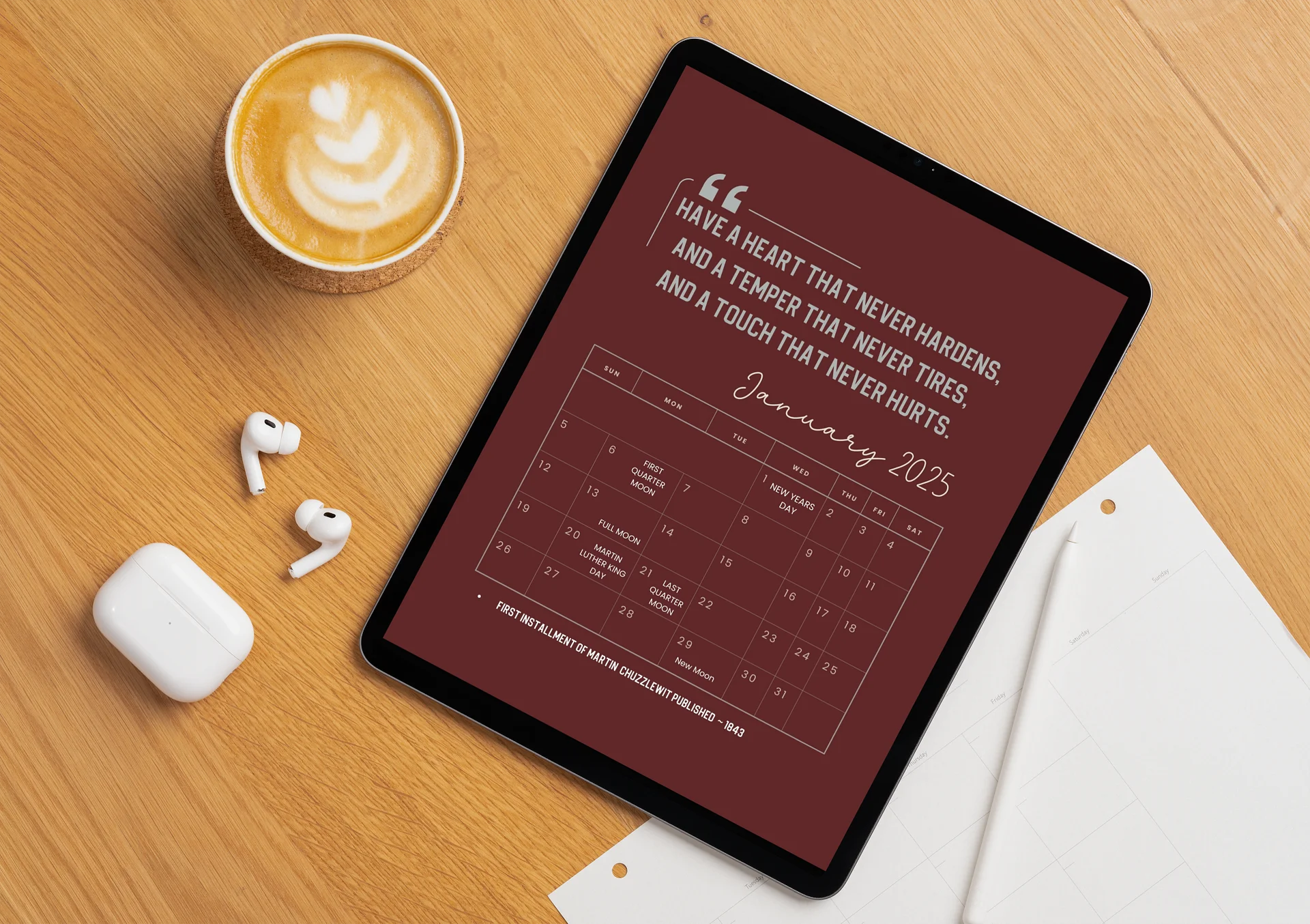 2025 Tablet Wallpaper Calendar: Charles Dickens Quotes product image (2)