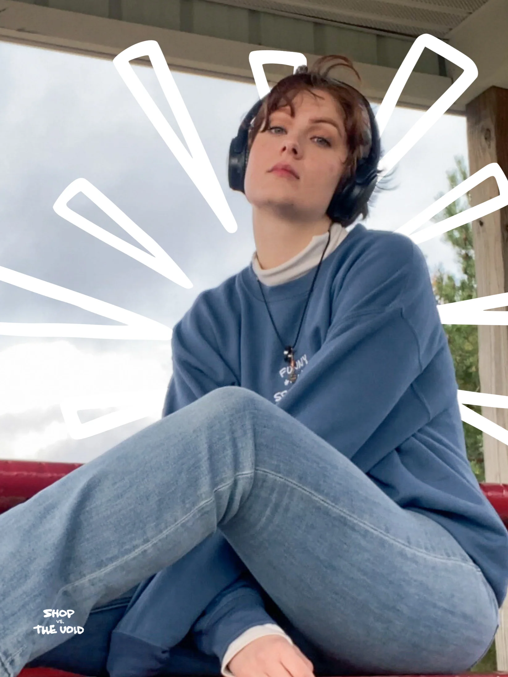 FUNNY *and* SENSITIVE (white design) embroidered crewneck product image (2)