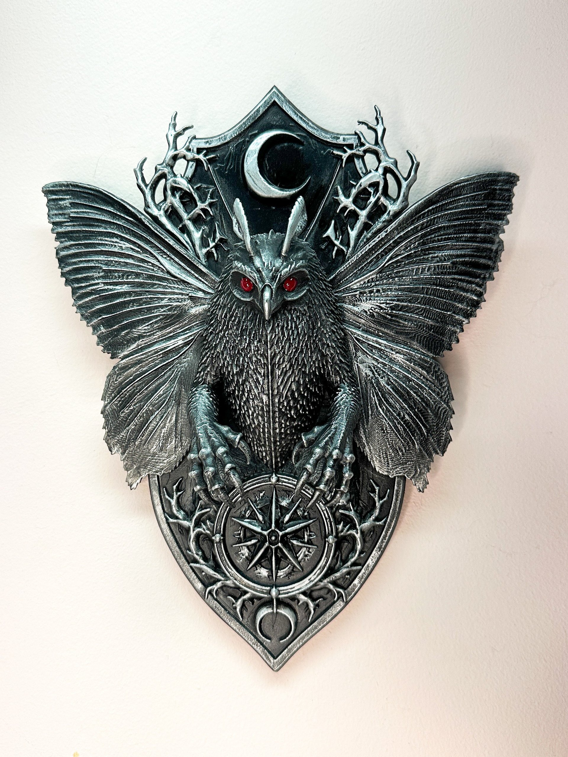 Mothman Wall Plaque Handcrafted Gothic Cryptid Wall Art product image (2)