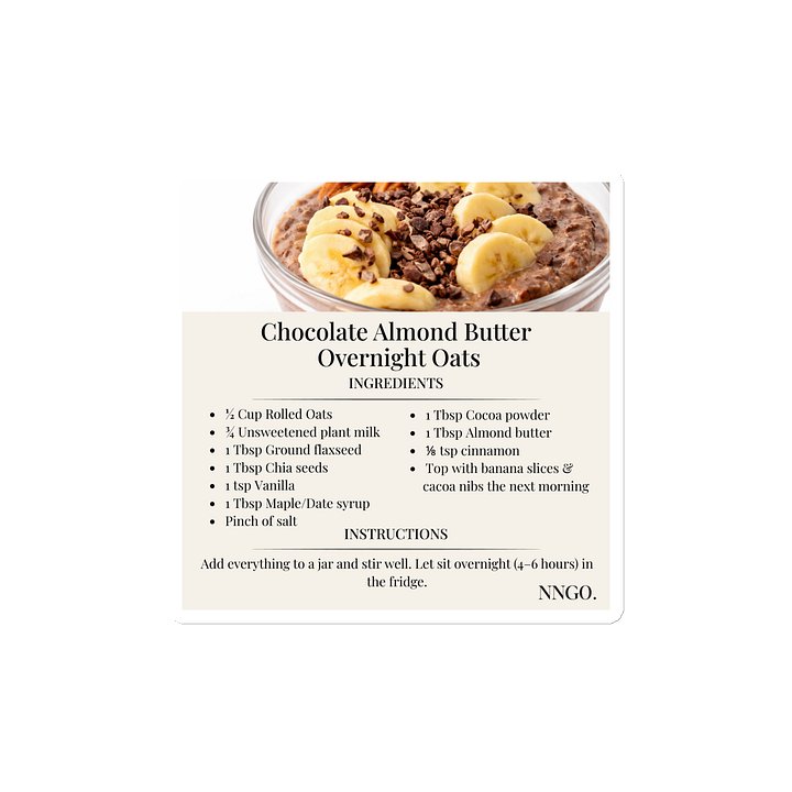 Chocolate Almond Butter Overnight Oats Recipe Magnet product image (1)