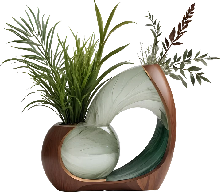 Luxe Botanique – Dual Harmony Art Deco Vase PNG product image (1)