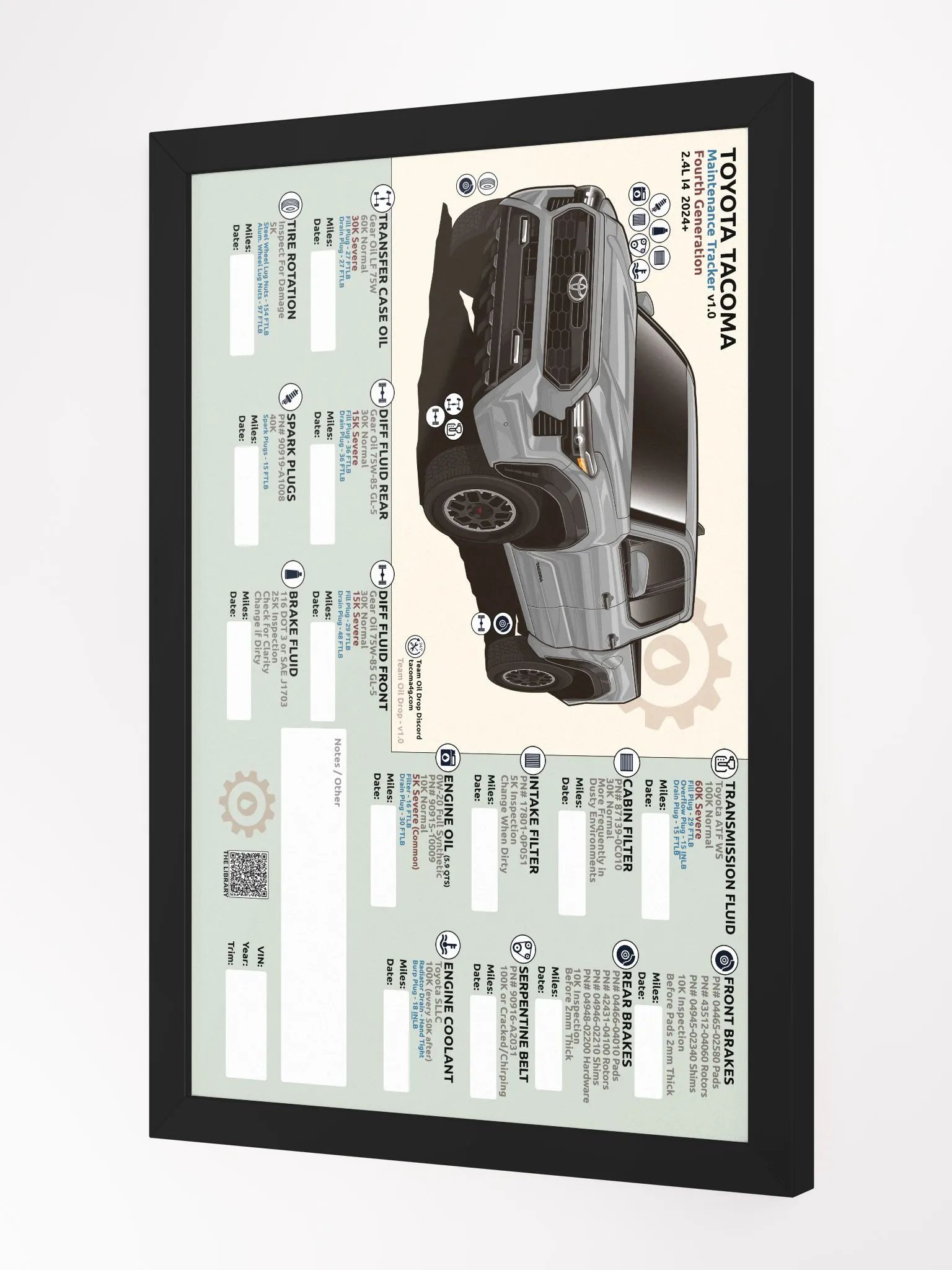 4TH GEN MAINTENANCE TRACKER V1.0 - Silver (FRAMED) product image (3)