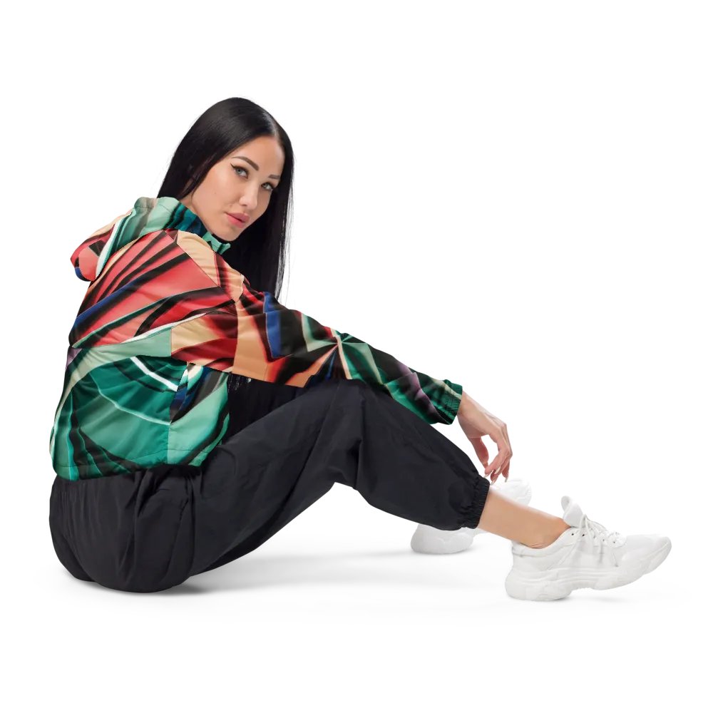 TDS Music Women's Cropped Windbreaker - Vibrant Abstract Design, Lightweight & Water-Resistant | XS–2XL product image (6)