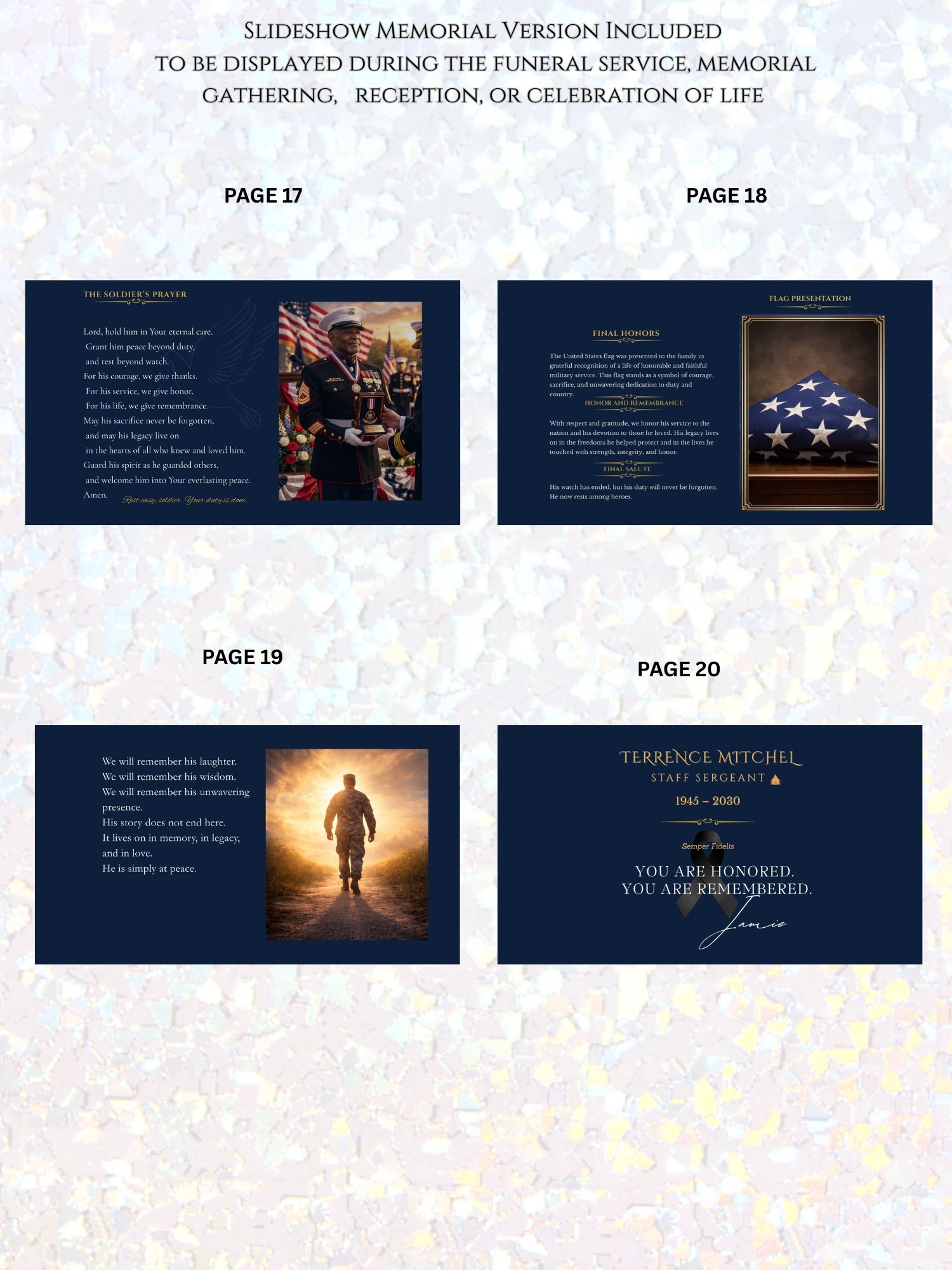 Ultimate Military Funeral Tribute Suite | 20-Page Magazine Program, Video Slideshow & Medal Guide product image (9)