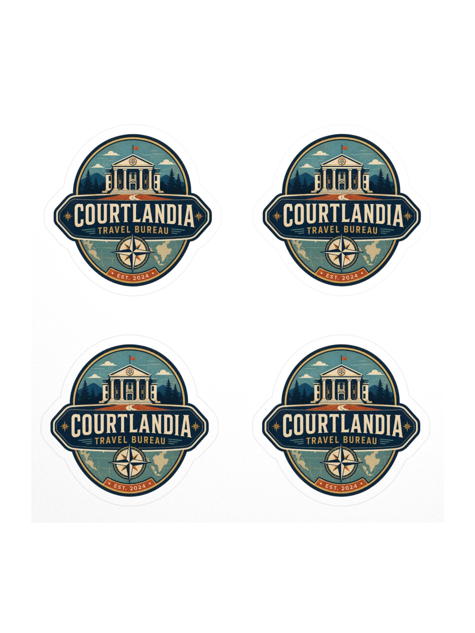 Courtlandia Travel Bureau Kiss Cut Stickers product image (1)