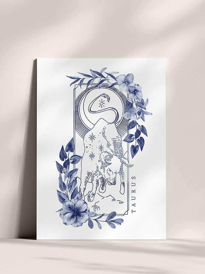 Taurus Blue Line Art Zodiac Print product image (2)
