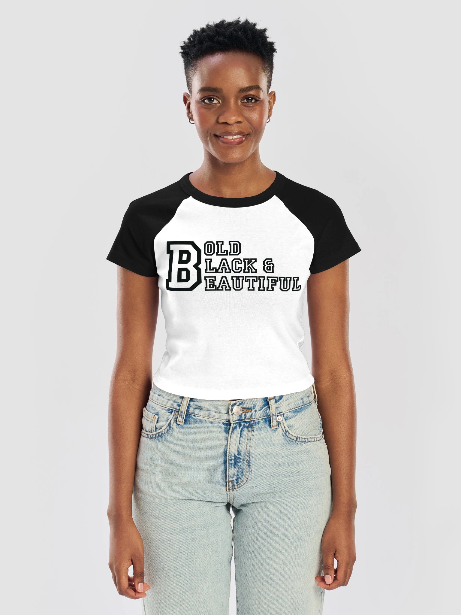 Bold Black Beautiful Varsity Baby Tee product image (1)