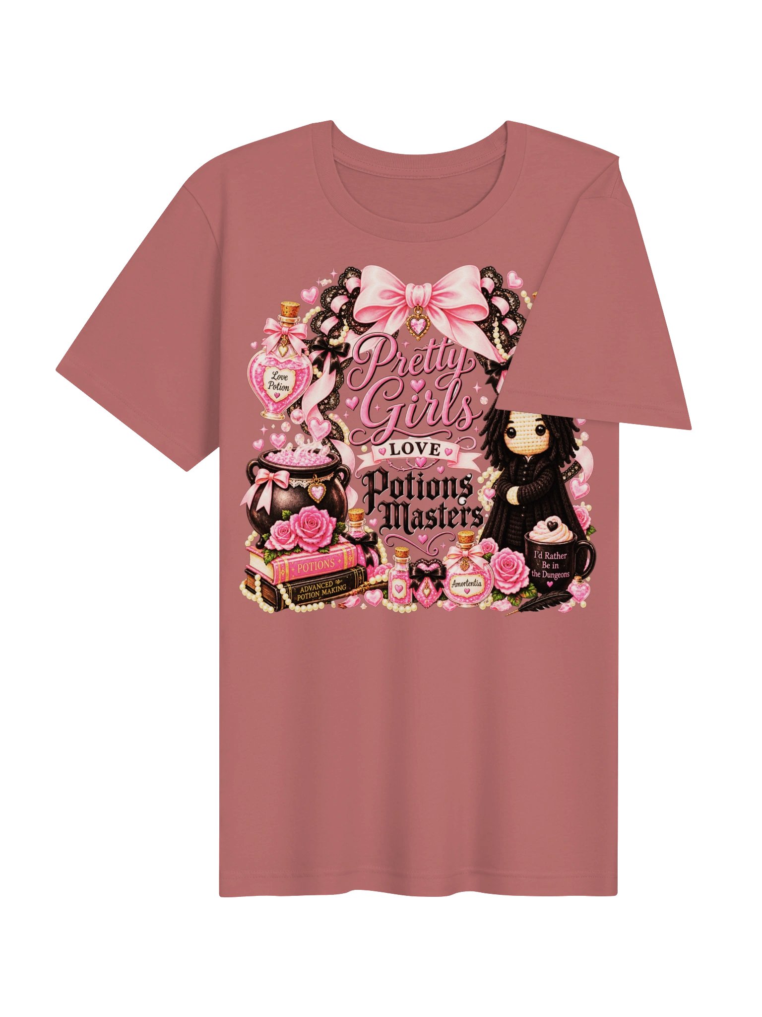 Pretty Girls Love Potions Masters Shirt, Coquette Wizard Shirt, Pink Potion Graphic Tee, Dark Academia Shirt, Magical Bookish Gift product image (4)