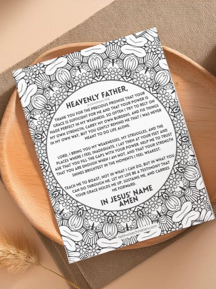 2 Corinthians 12:9 Prayer Coloring Page product image (1)