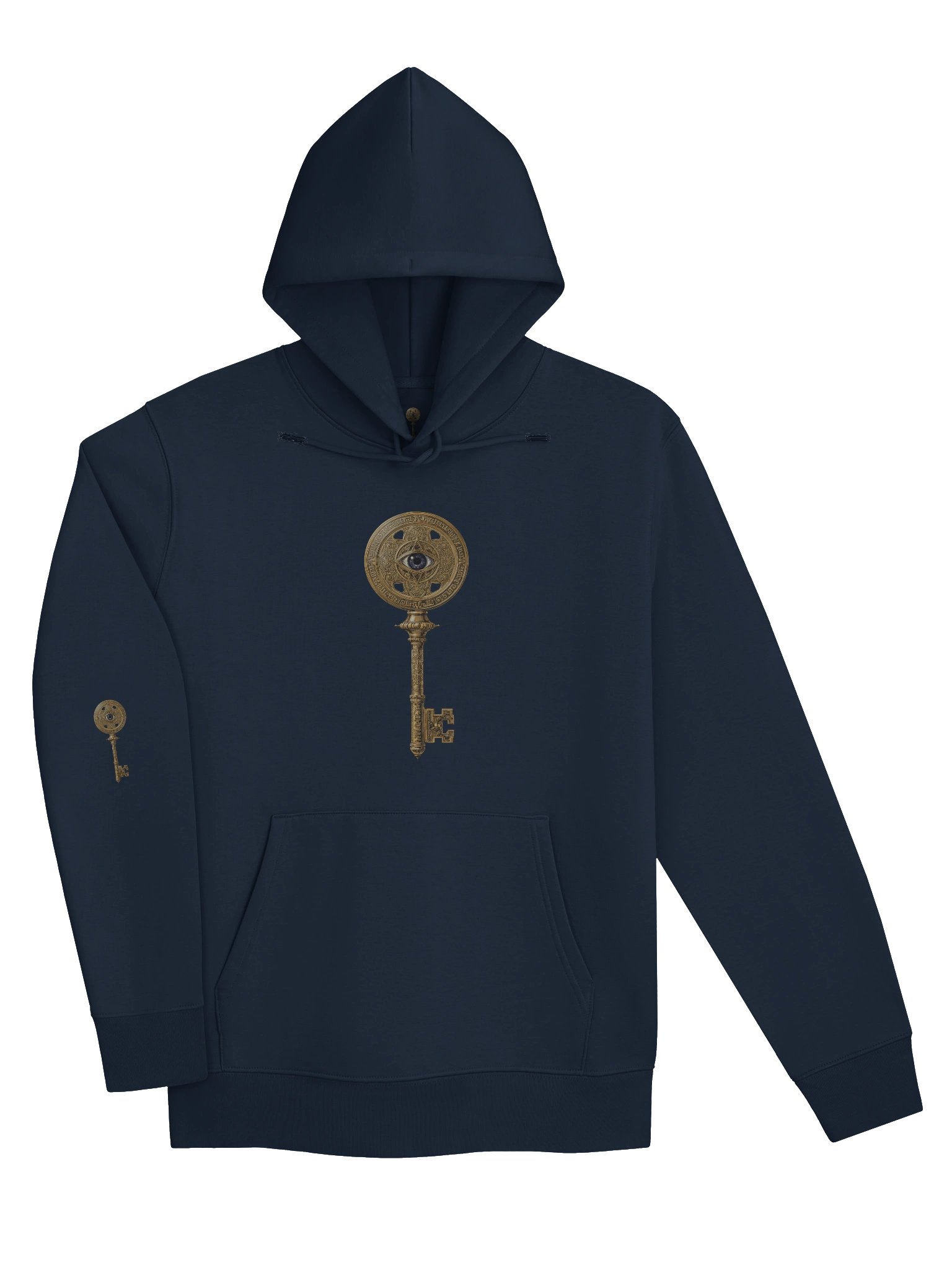 The Gatekeeper’s Key – French Navy Sigil Arm Edition (Front + Right Sleeve Print) | Organic Hoodie product image (3)