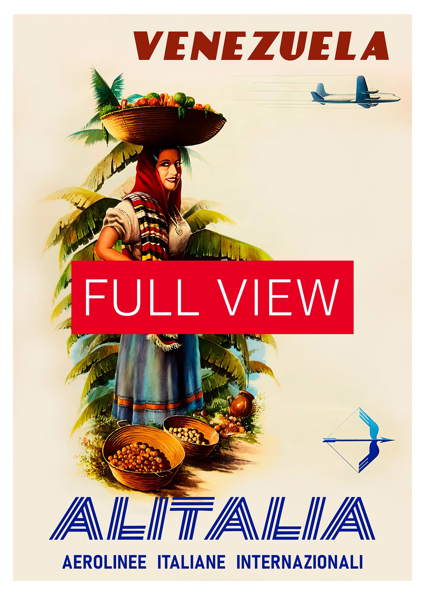 AlItalia (Italy, Air Lines), Venezuela, 1950s — retro vintage travel poster, retro travel art, retro travel wall art product image (3)