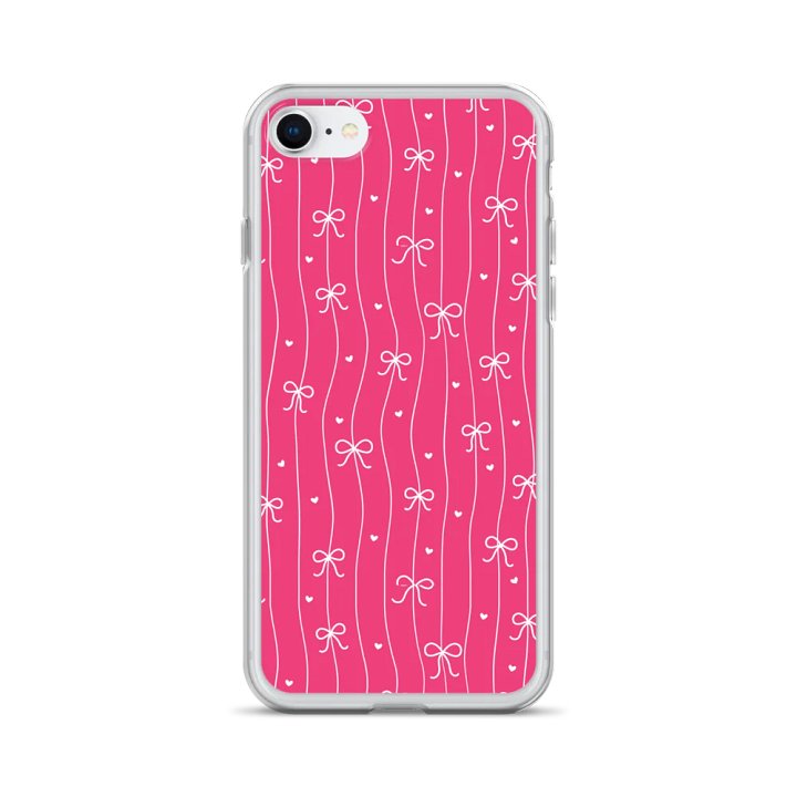 Pink Bow Coquette Clear iPhone® 7/8, 11, 12, 13, 14, 15, 16, 17, X/XS, SE, XR, Mini, Pro, Pro Max, Plus Cases. product image (28)